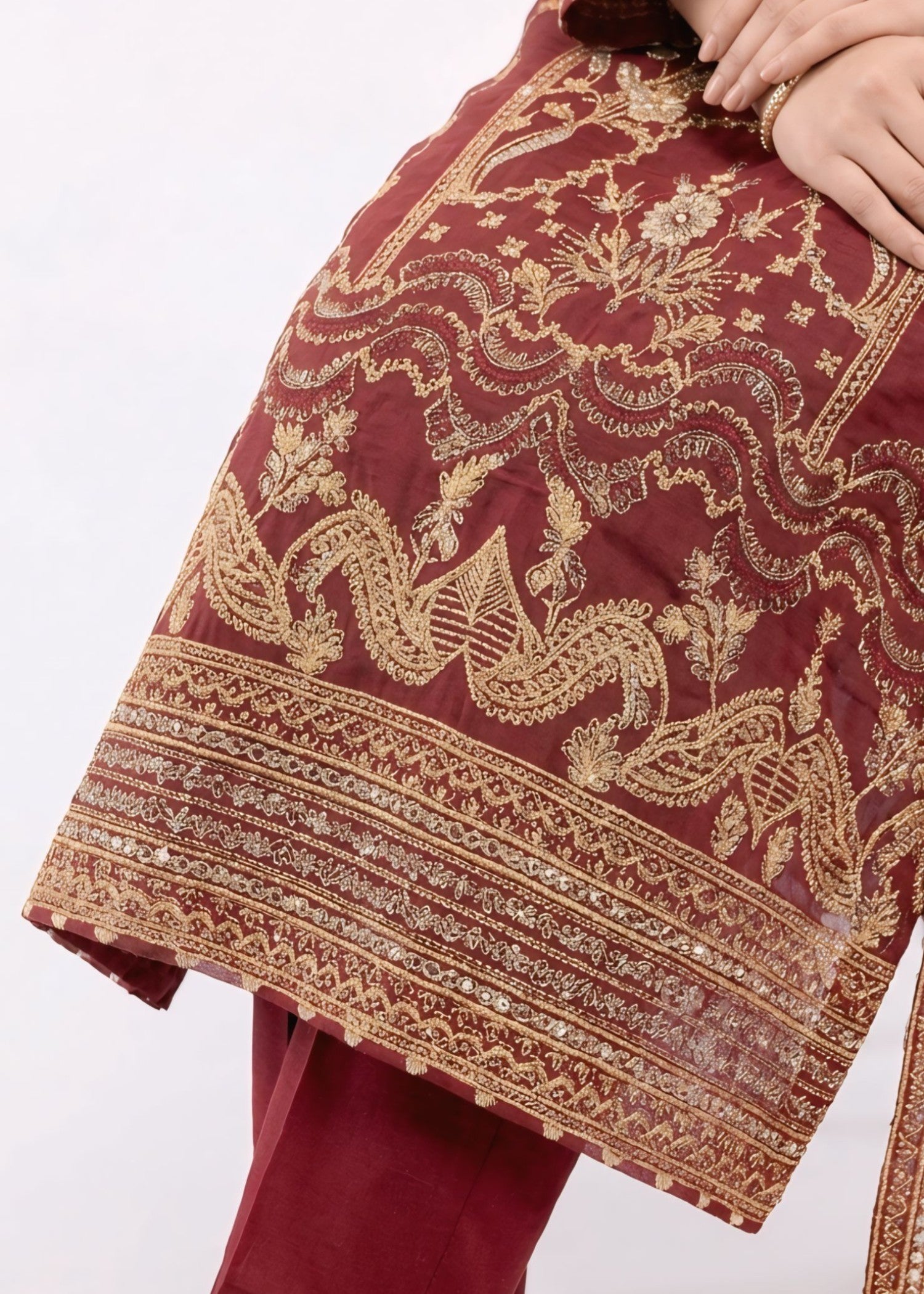organza Kurta Set in Blood red