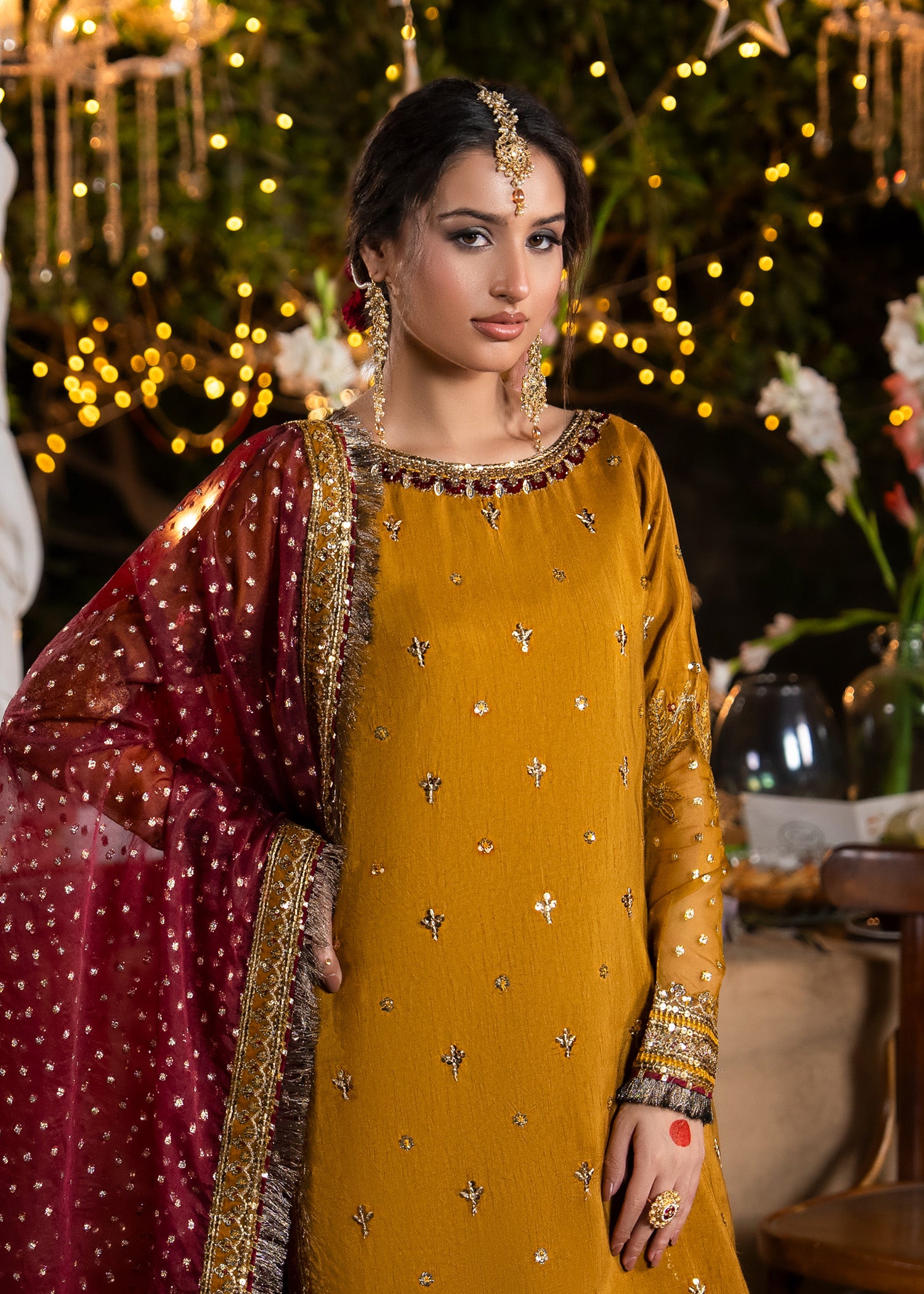 raw silk Sharara in Mustard