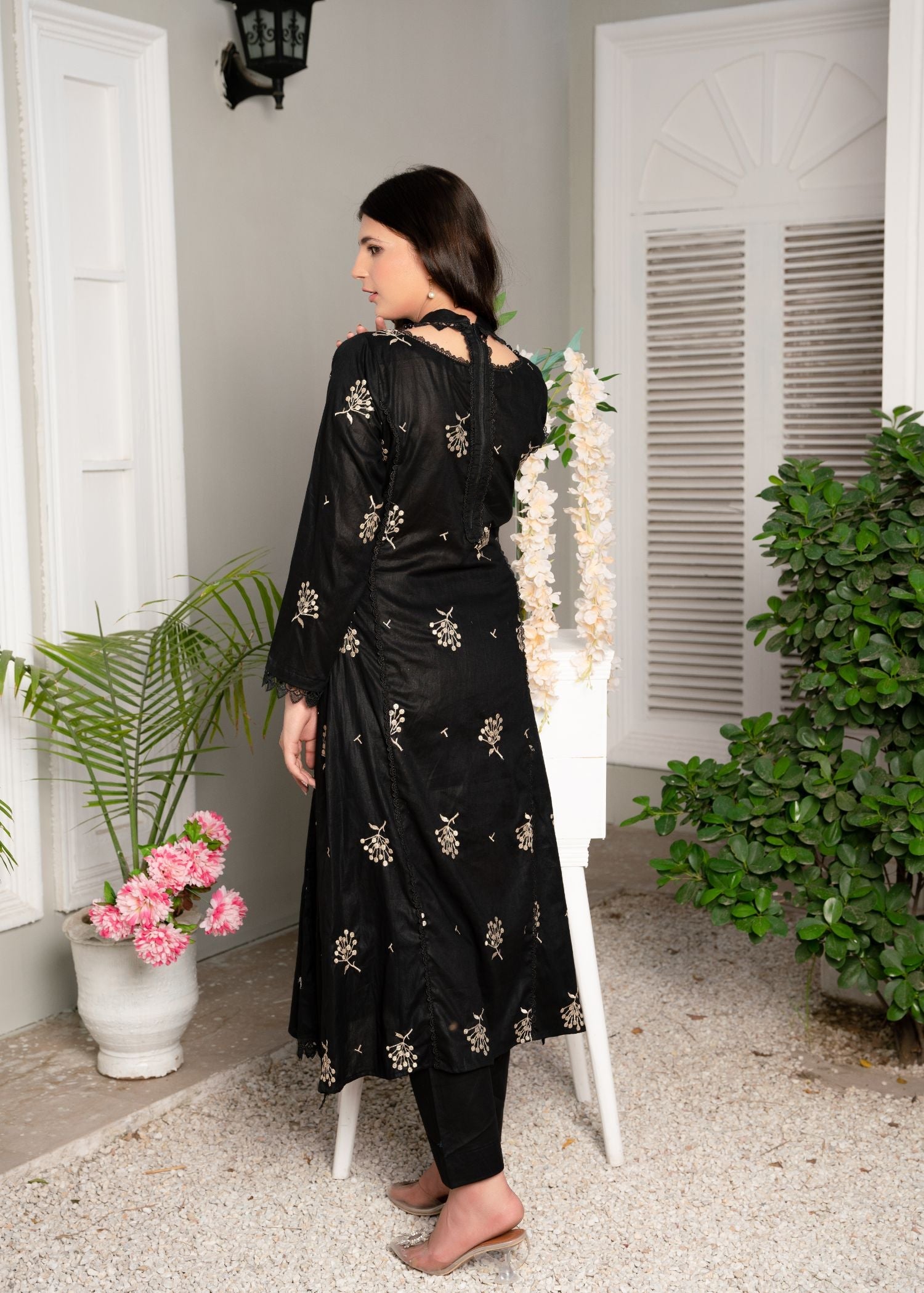 cotton Pishwas in Black