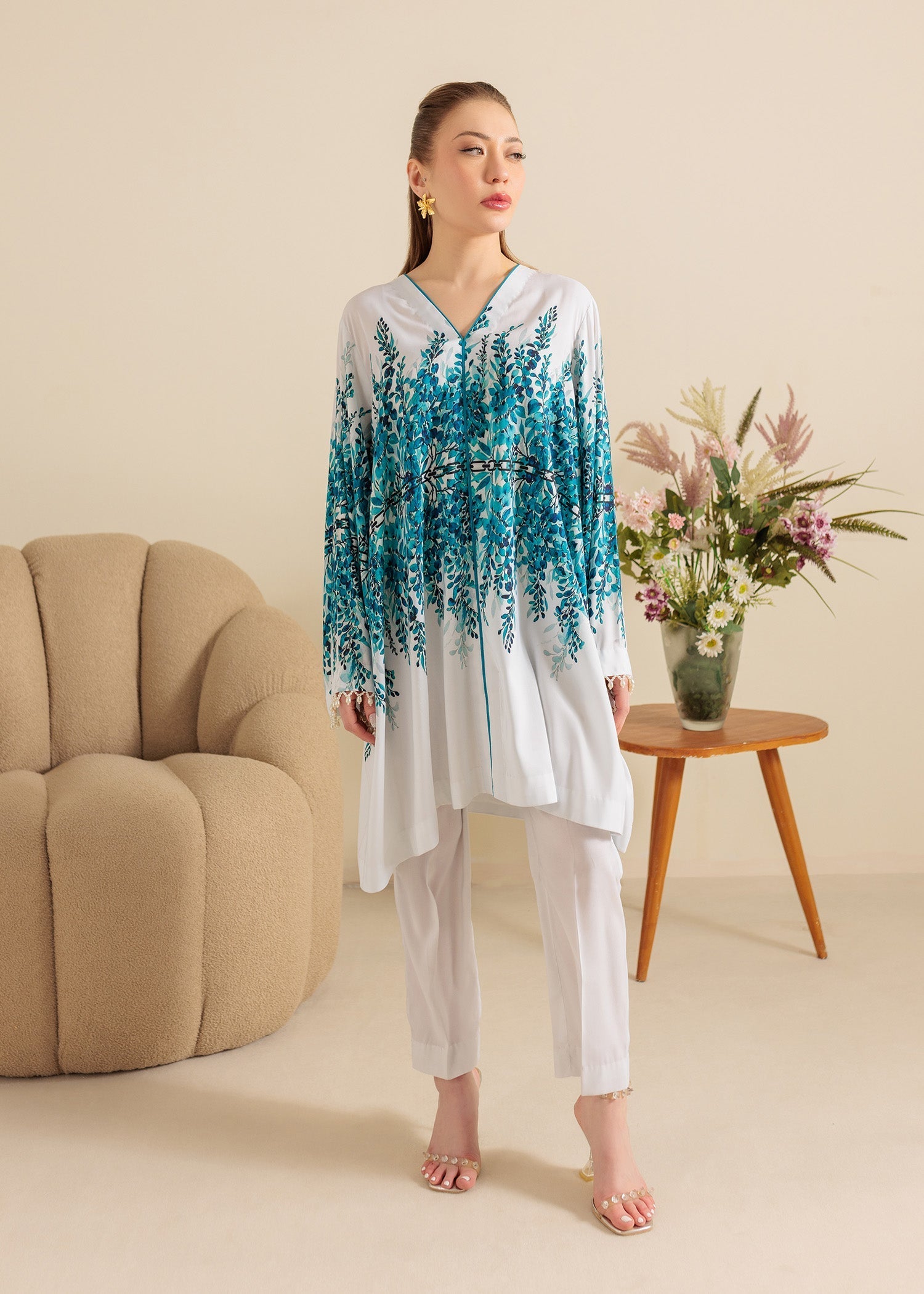 lawn Short Frock in White