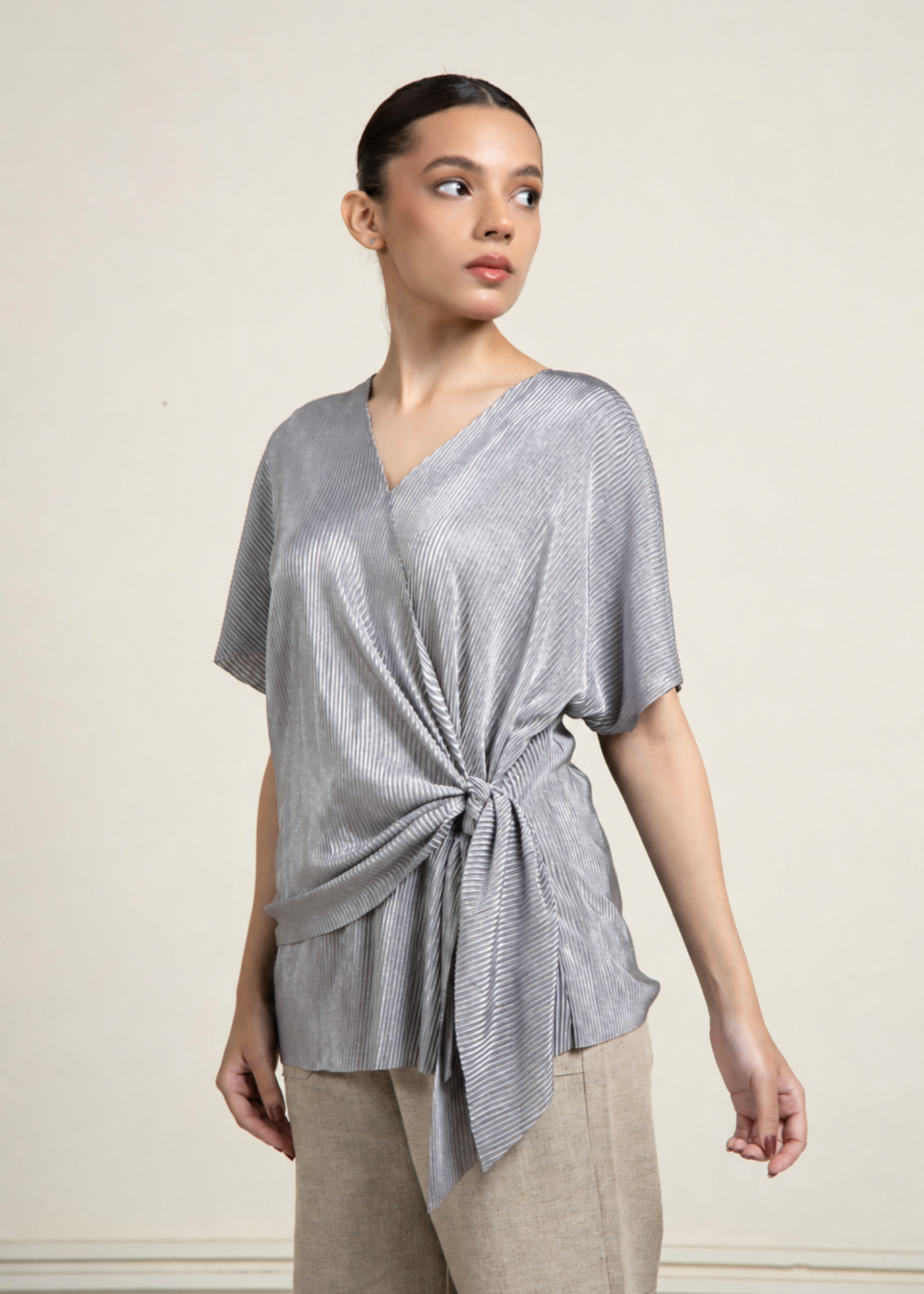 silk Top in Silver