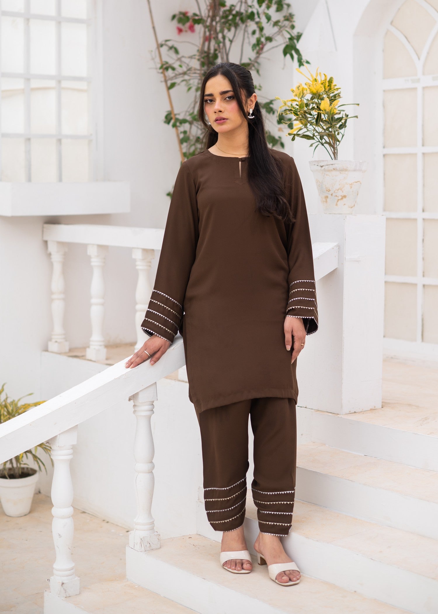 georgette Co Ord Sets in Coffee brown