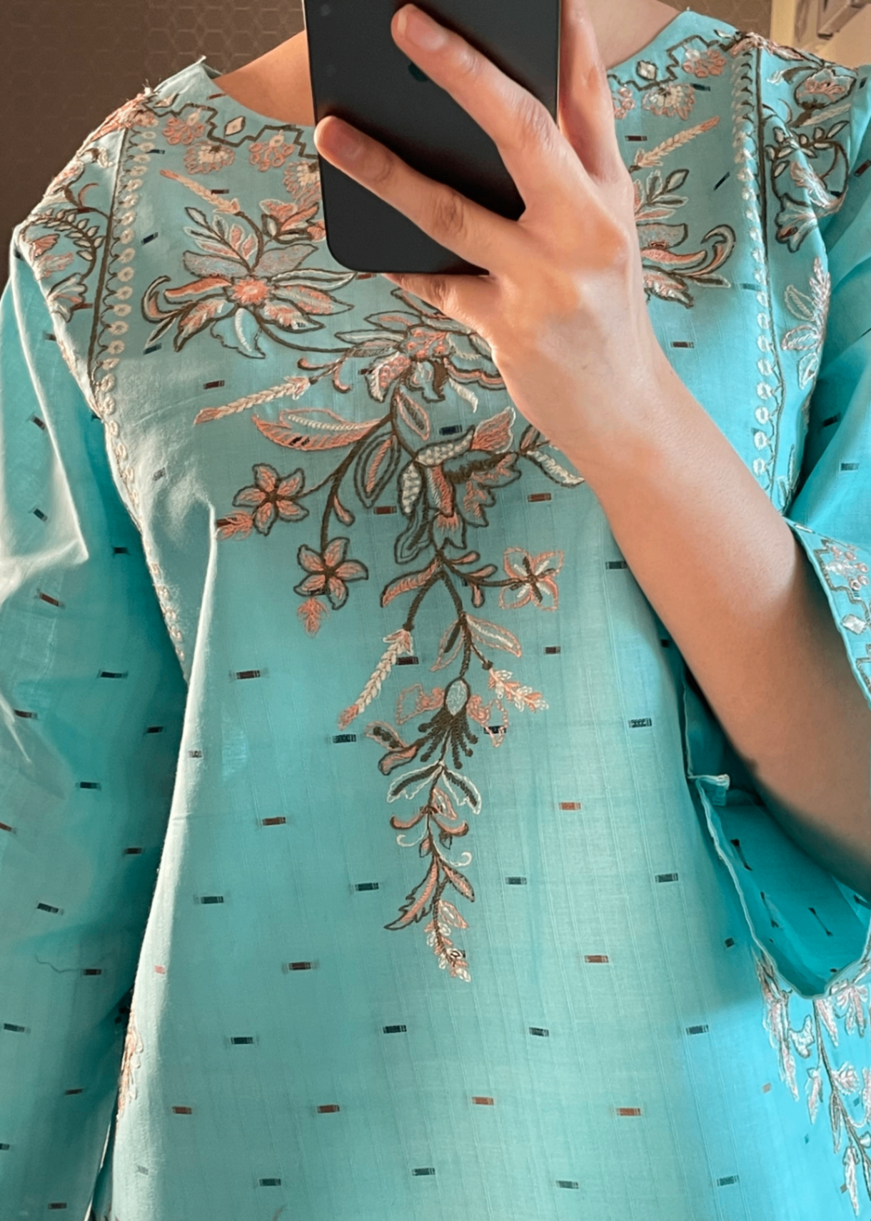 cotton Kurta Set in Pacific blue