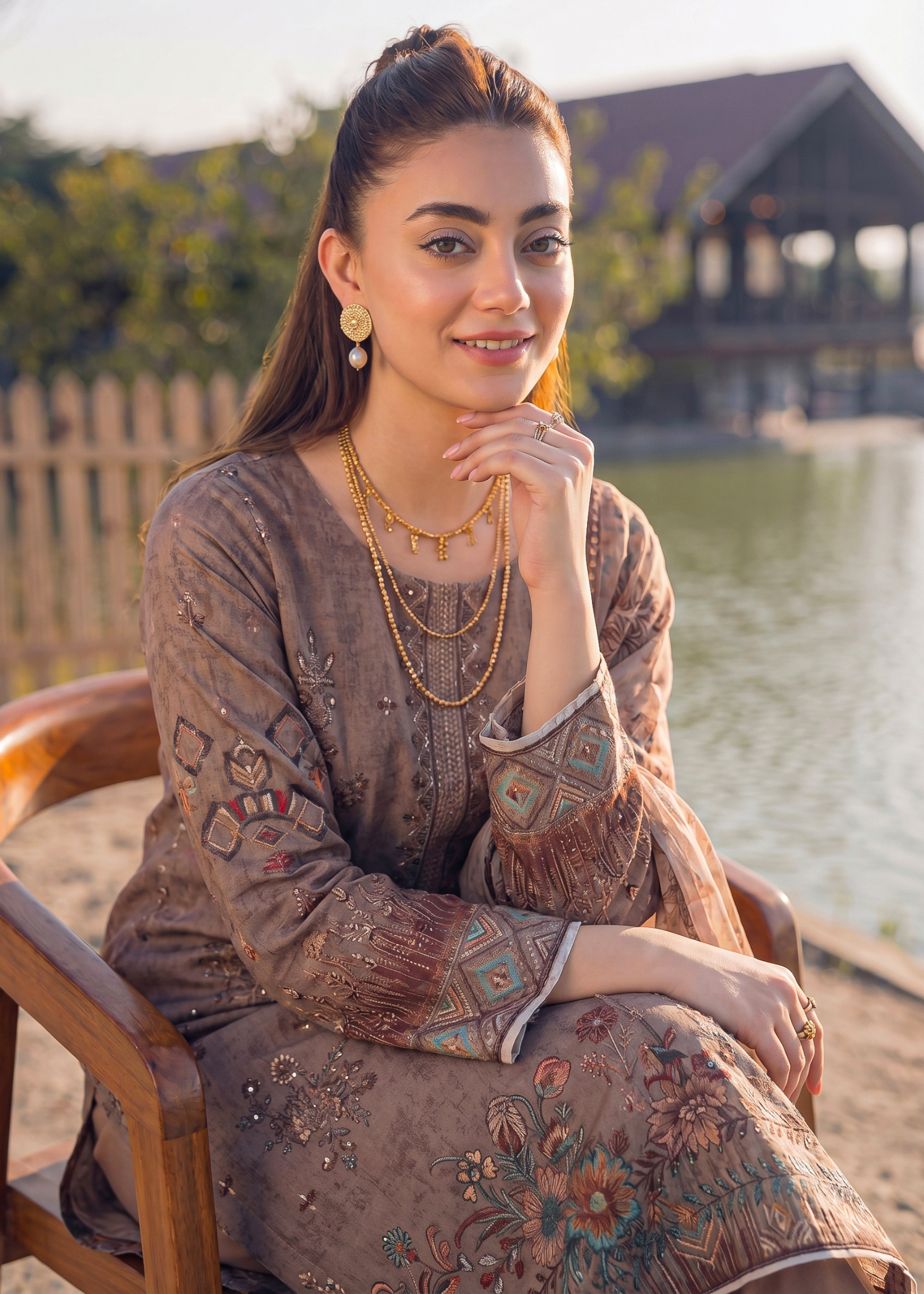 karandi Unstitched in Camel brown