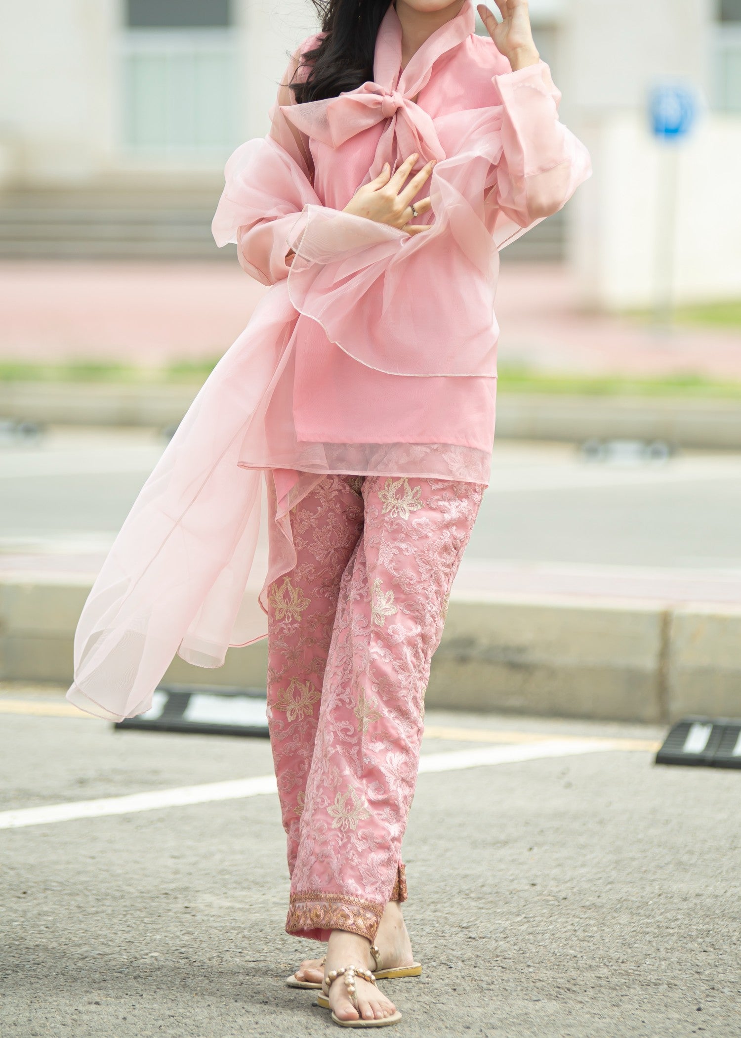 organza Short Frock in Pink