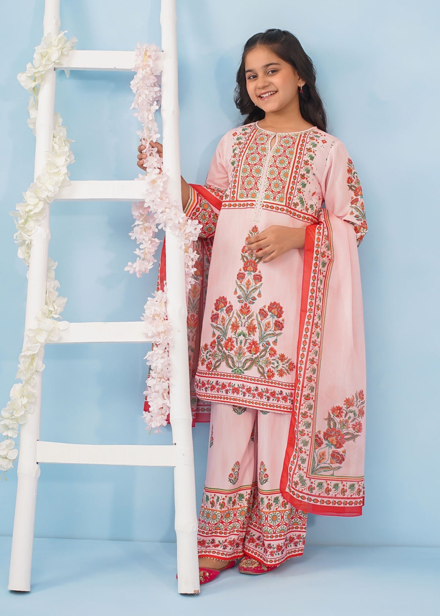 poly lawn Kurta Set in Pink