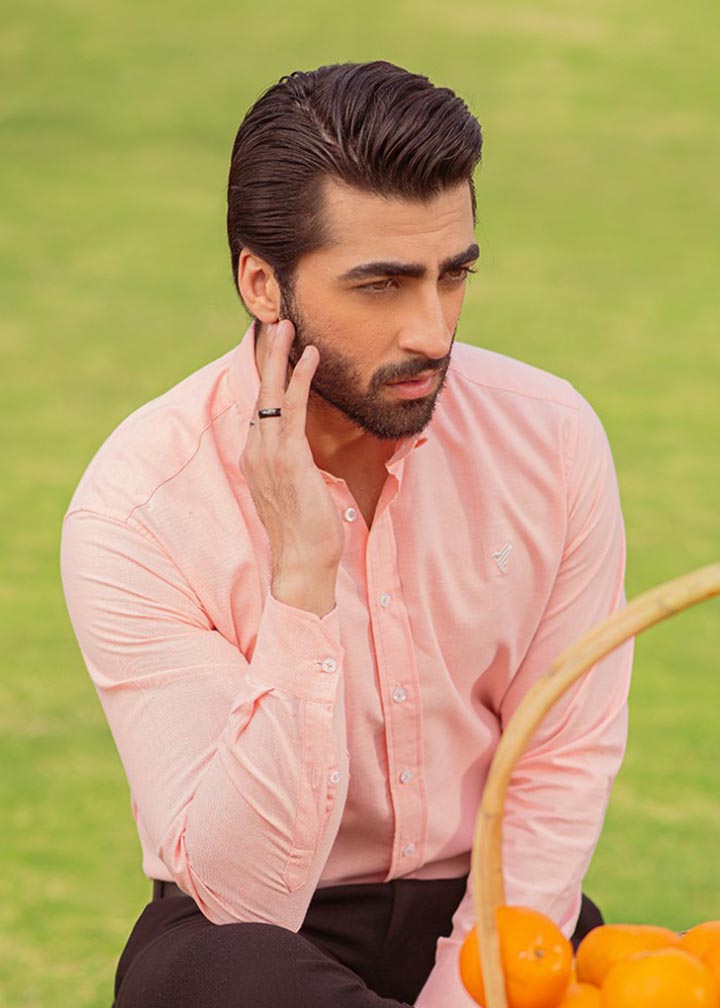 cotton Casual Shirt in Peach pink