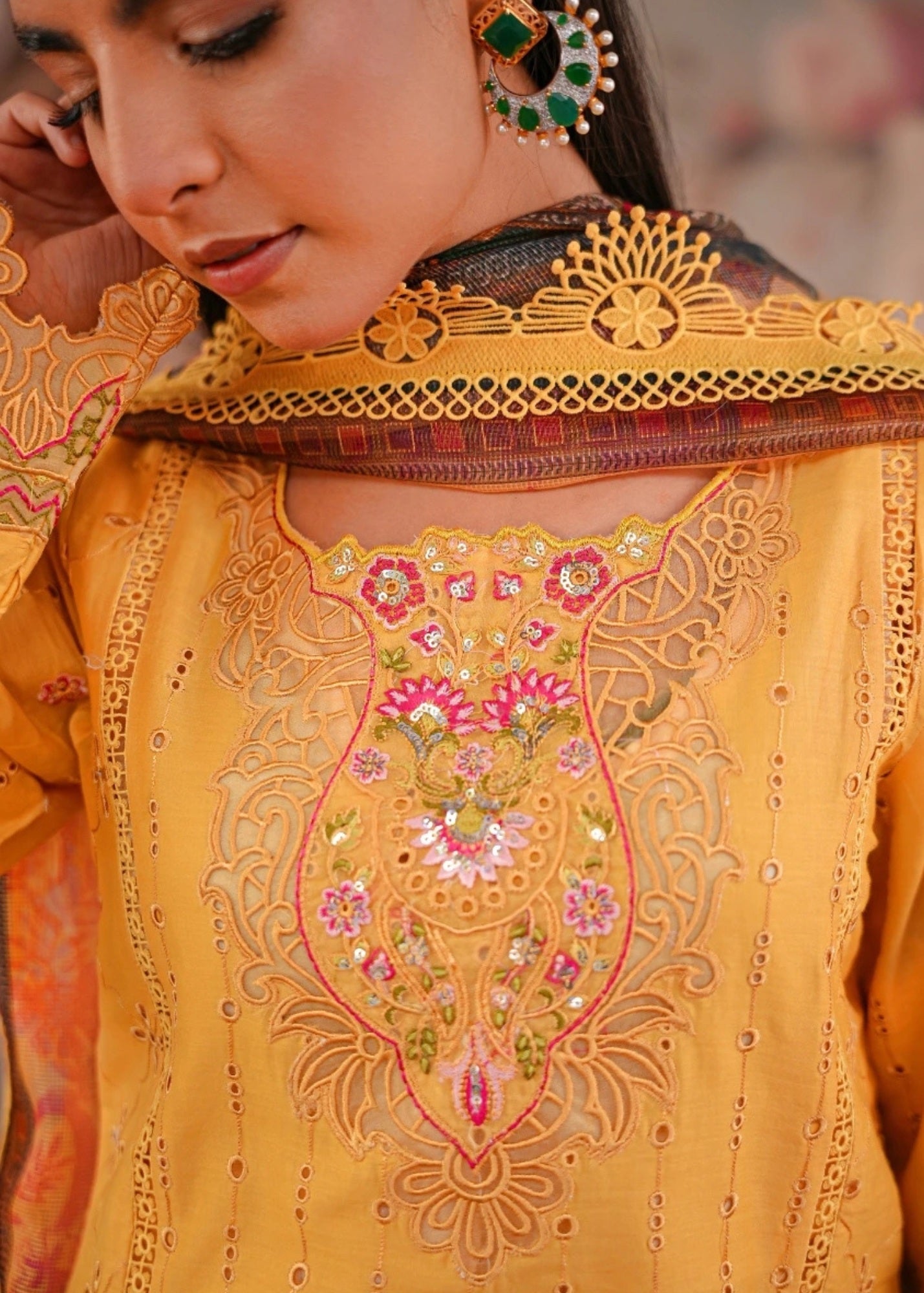 lawn Kurta Set in Mari gold