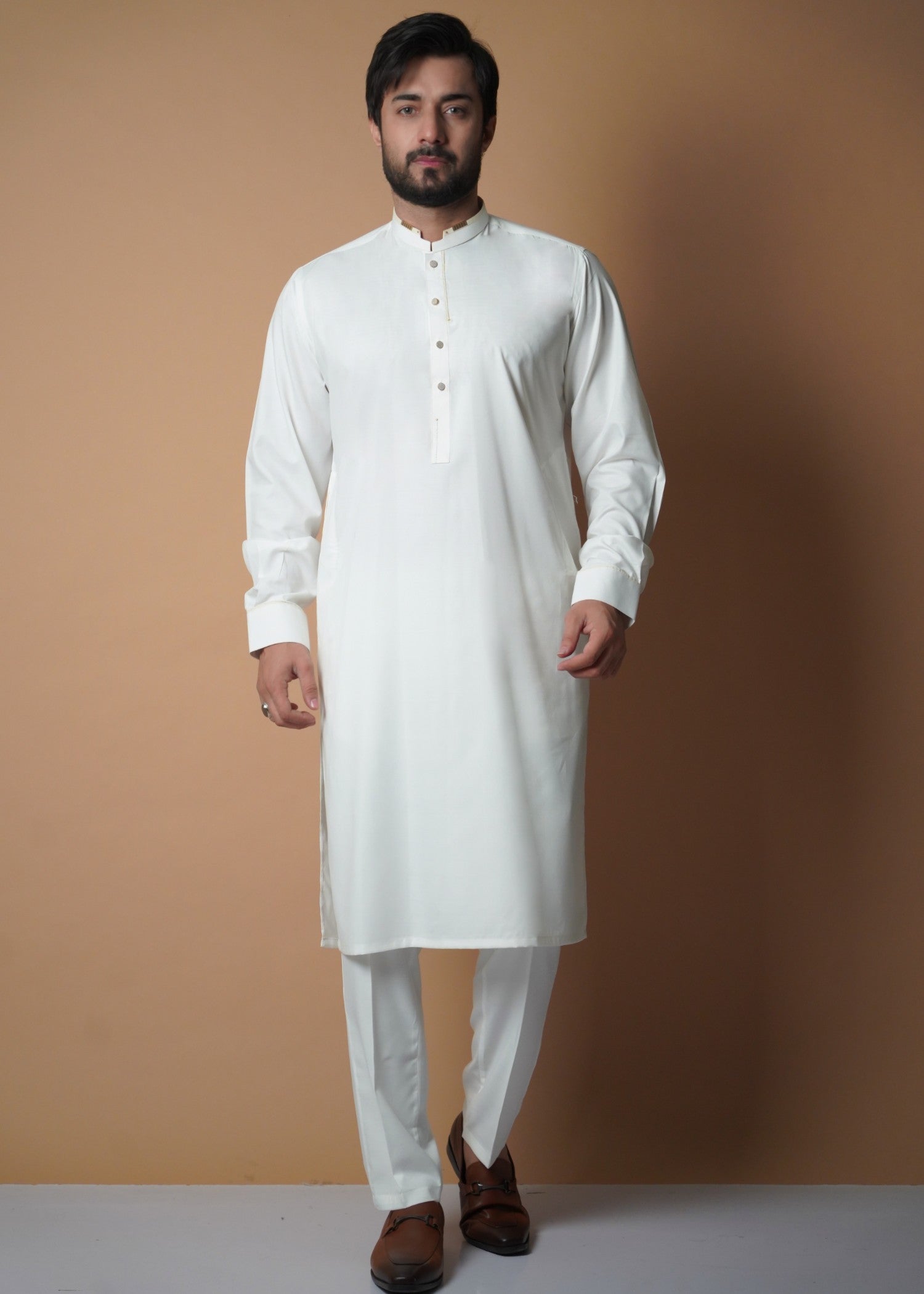 cotton viscose Kurta Set in White