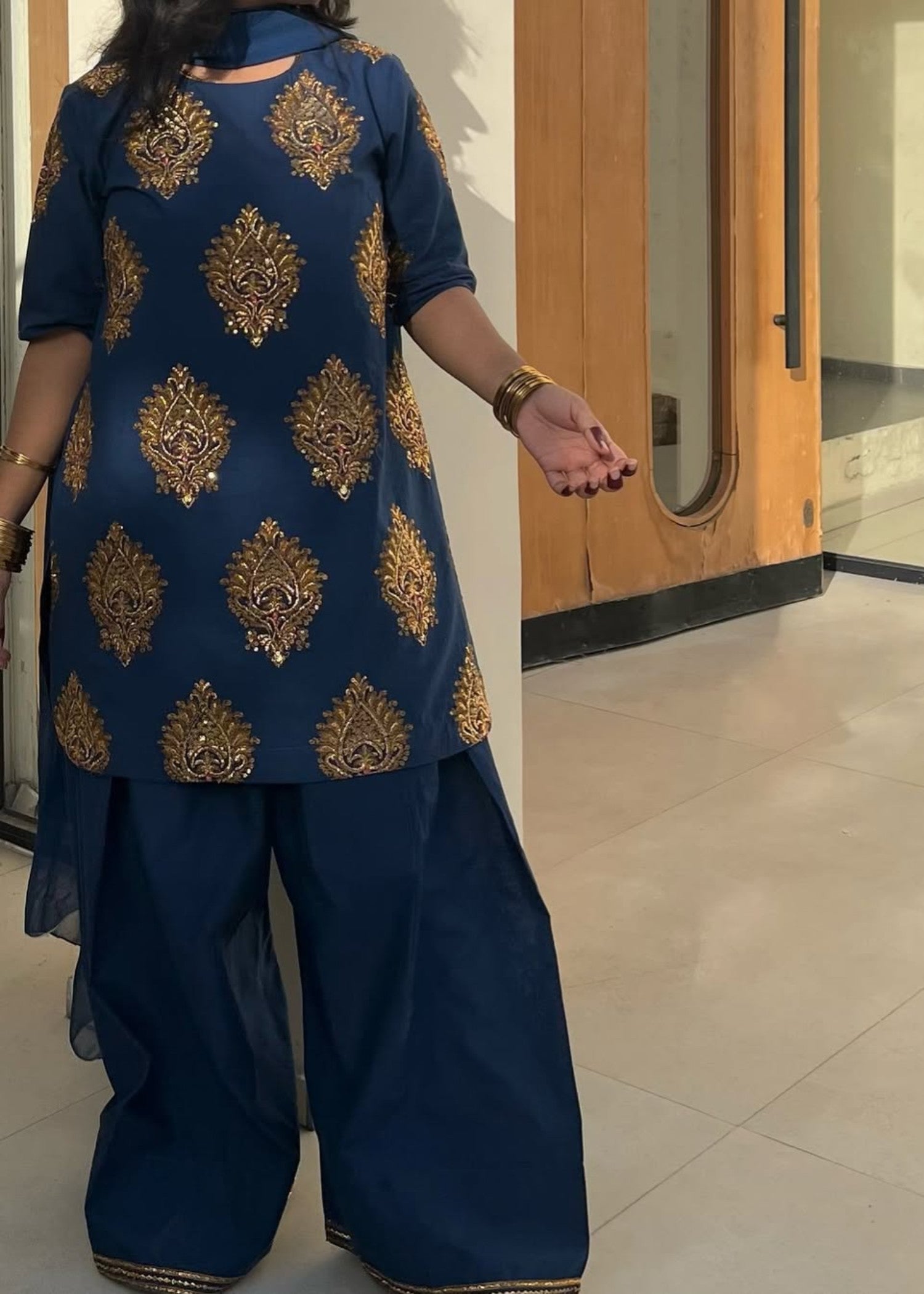 lawn Kurta Set in Sapphire blue
