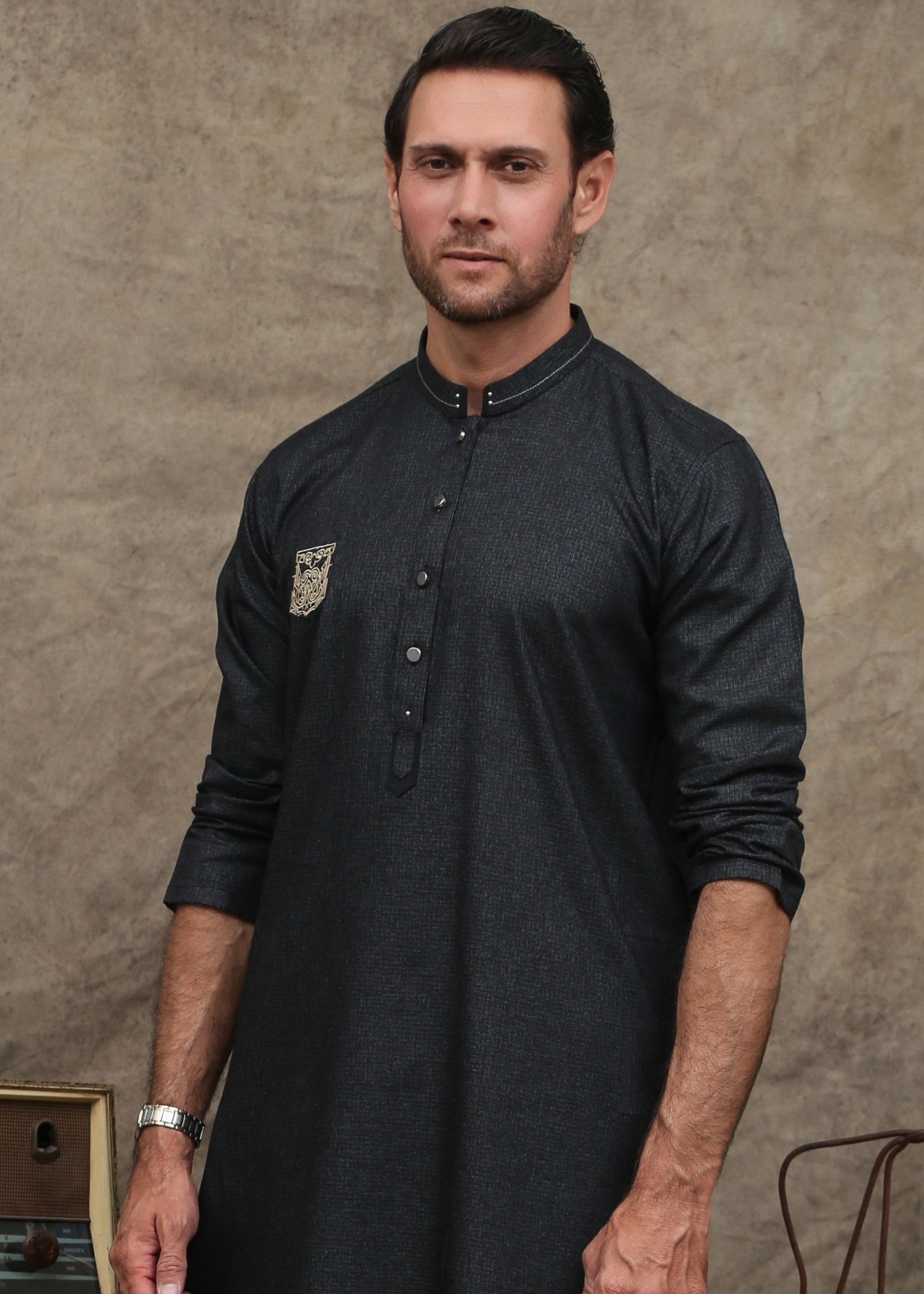 wash & wear Kurta in Charcoal