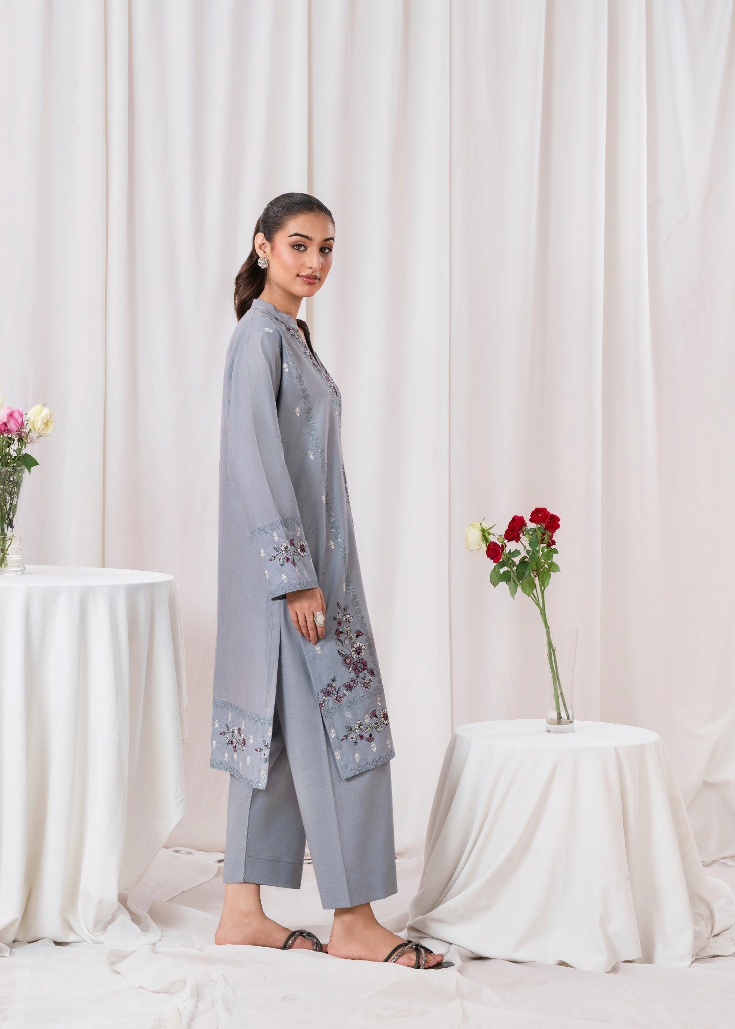 cotton Kurta Set in Periwinkle