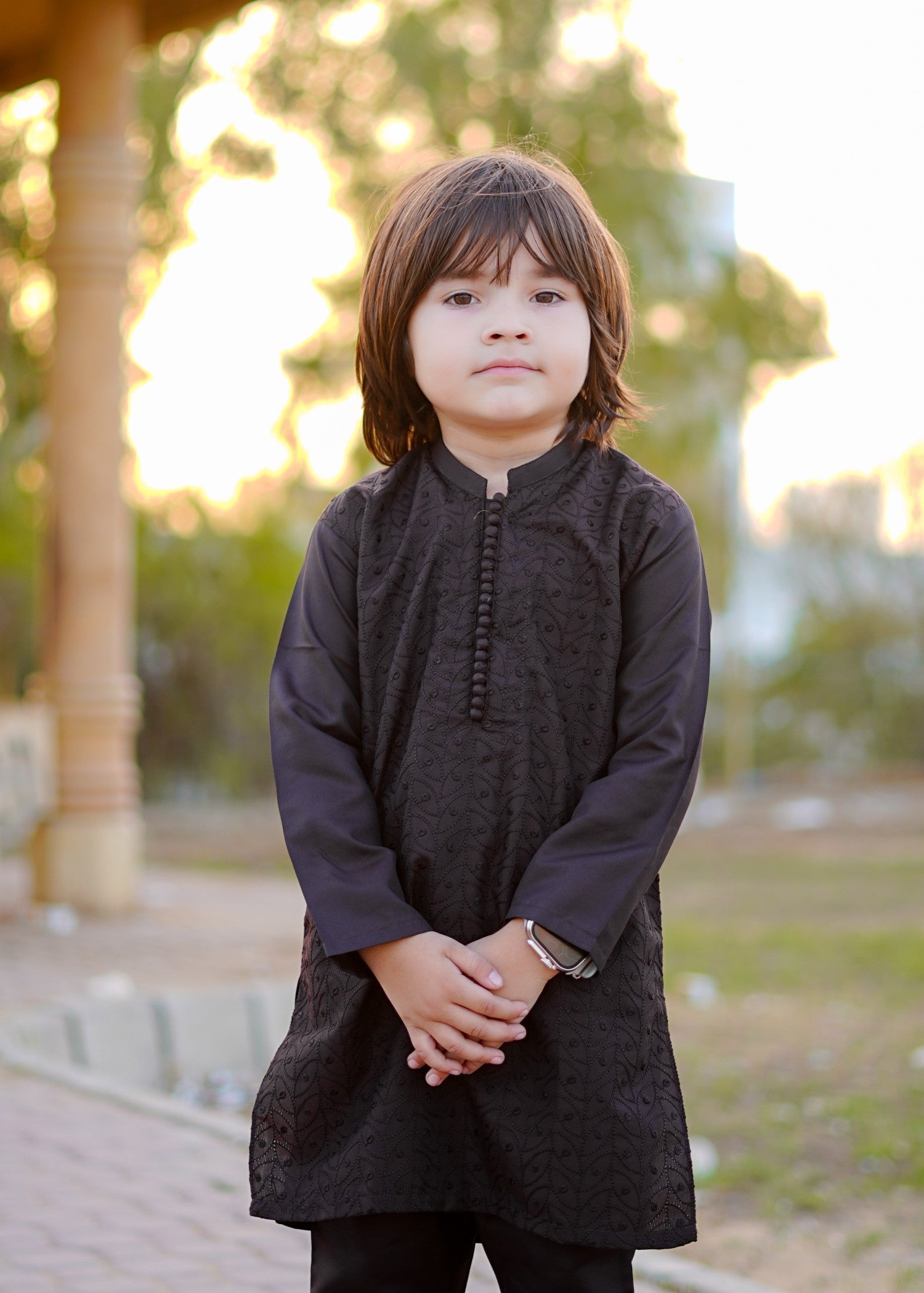 cotton Kurta Set in Dark brown