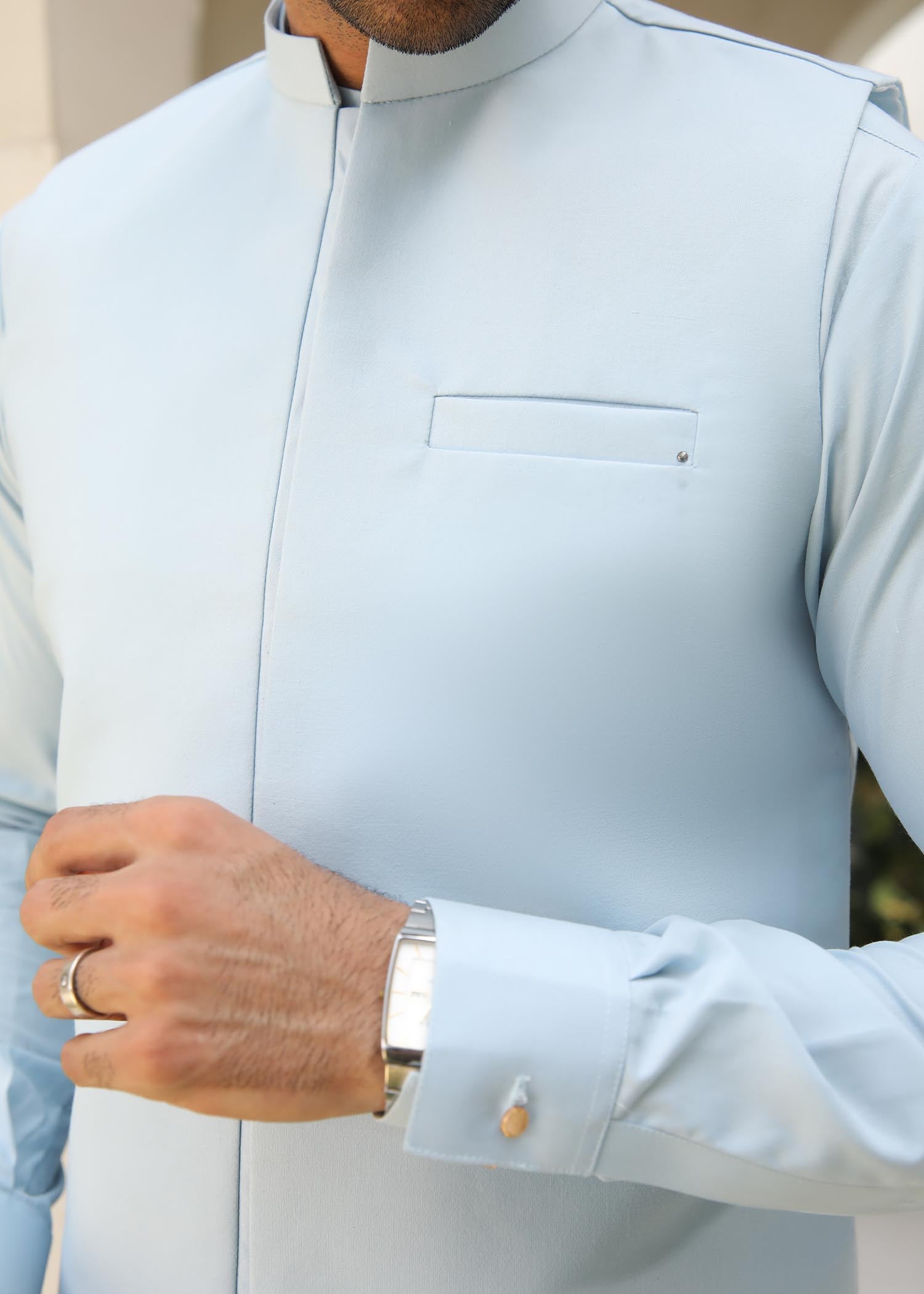 wash & wear Waistcoat in Sky blue