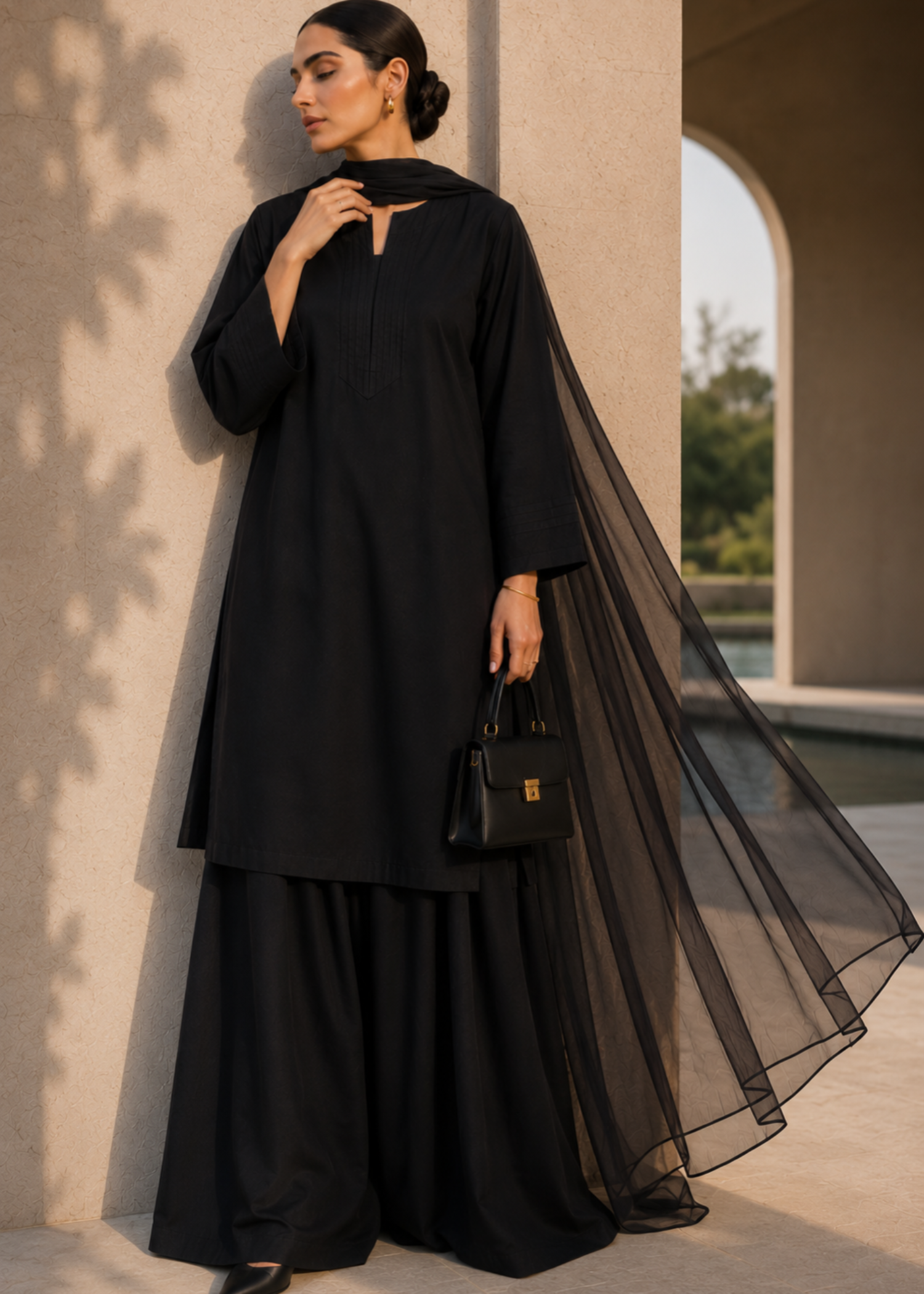 pure cotton Kurta Set in Black