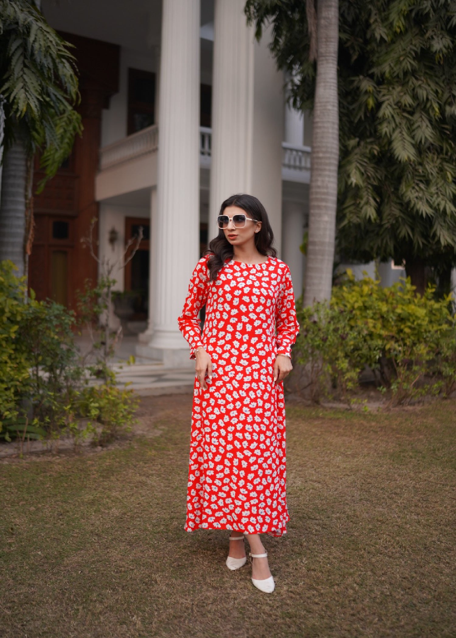 chiffon Dress in Red