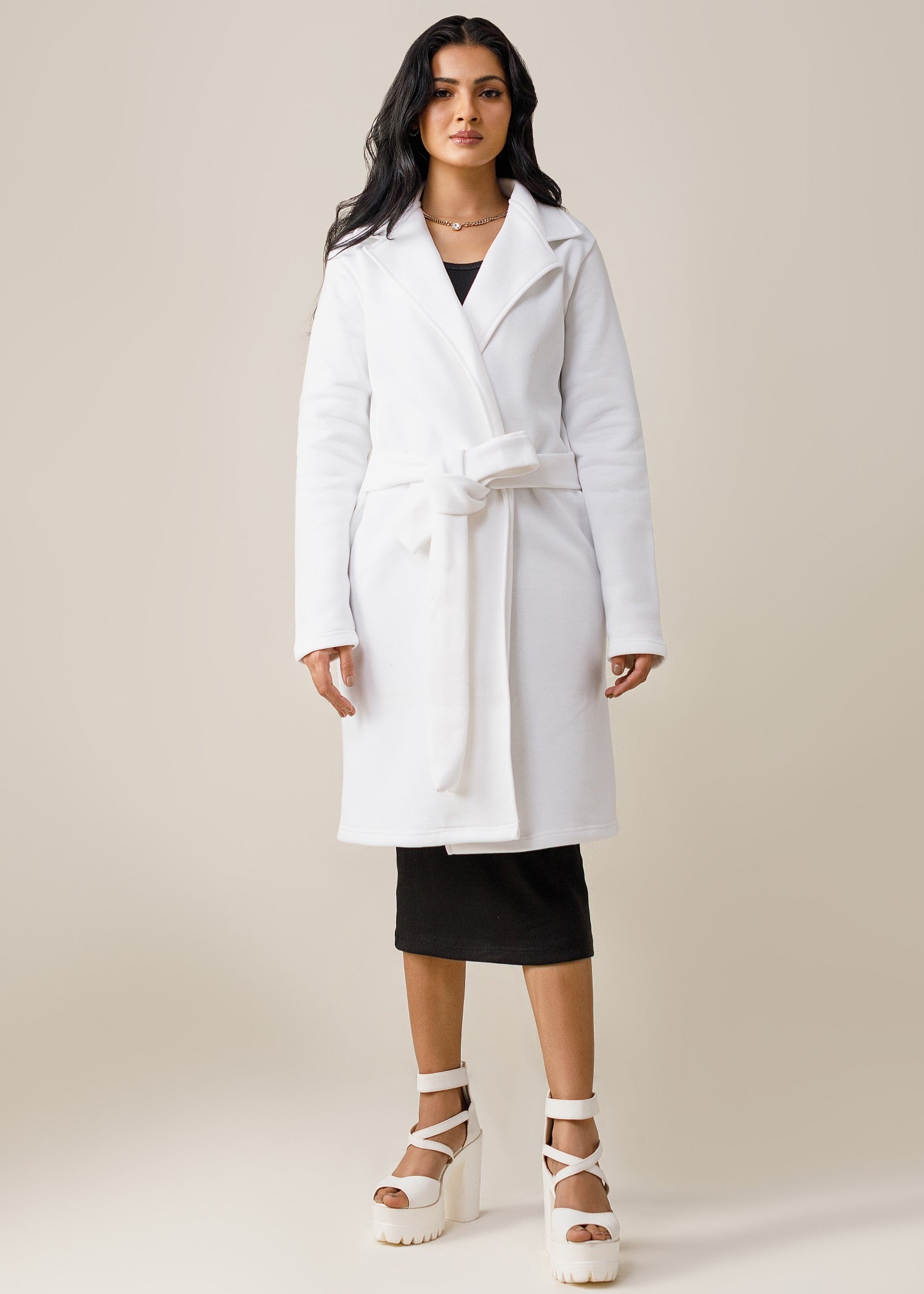 fleece Coat in Off-white