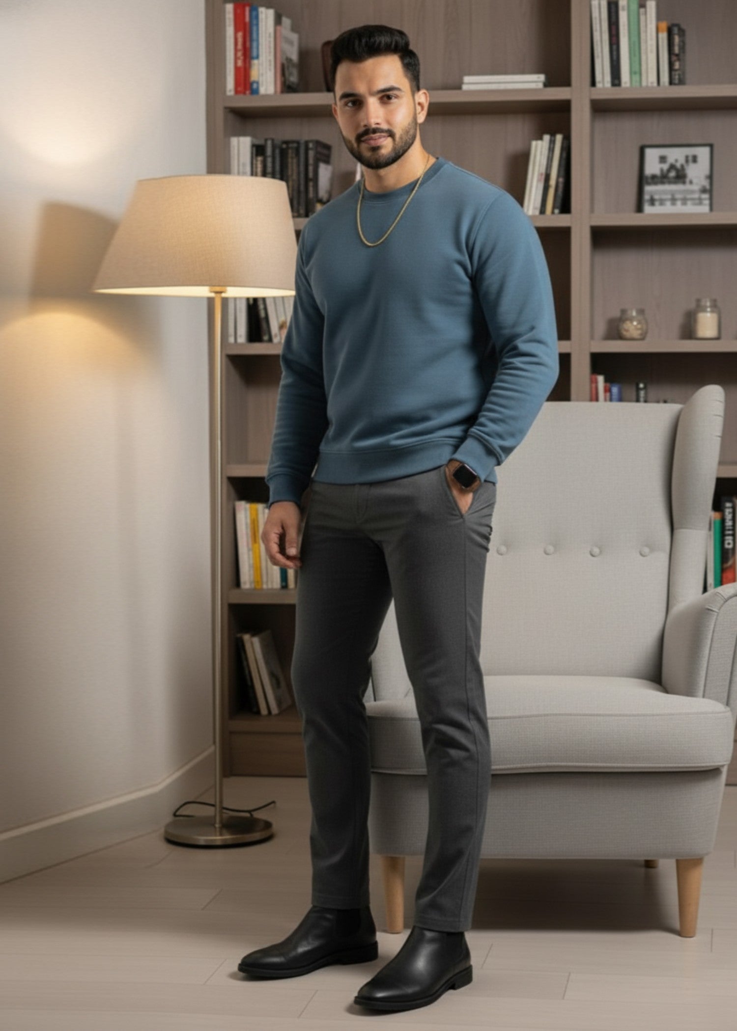 fleece Sweatshirt in Steel blue