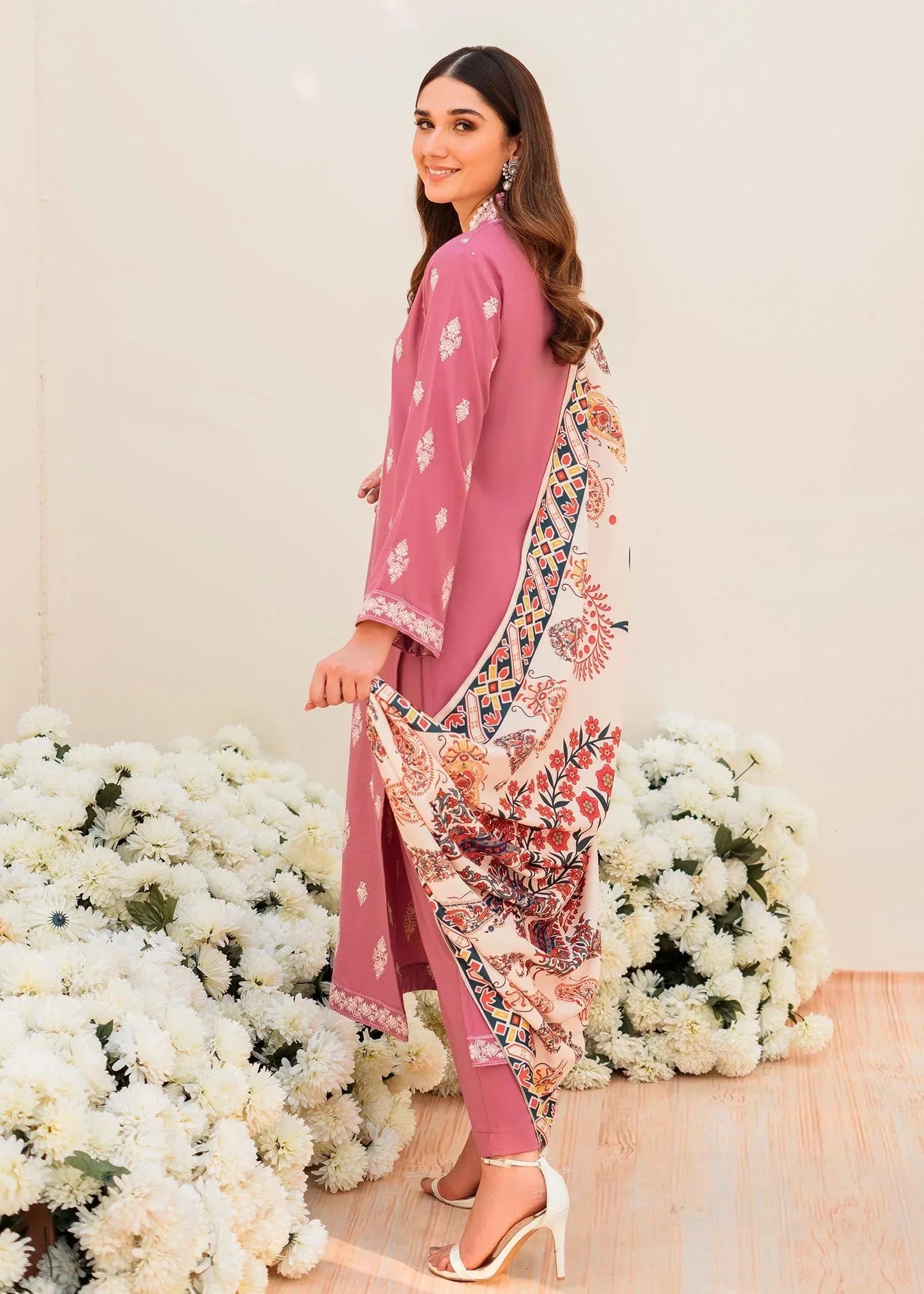 linen Kurta Set in Tea rose pink