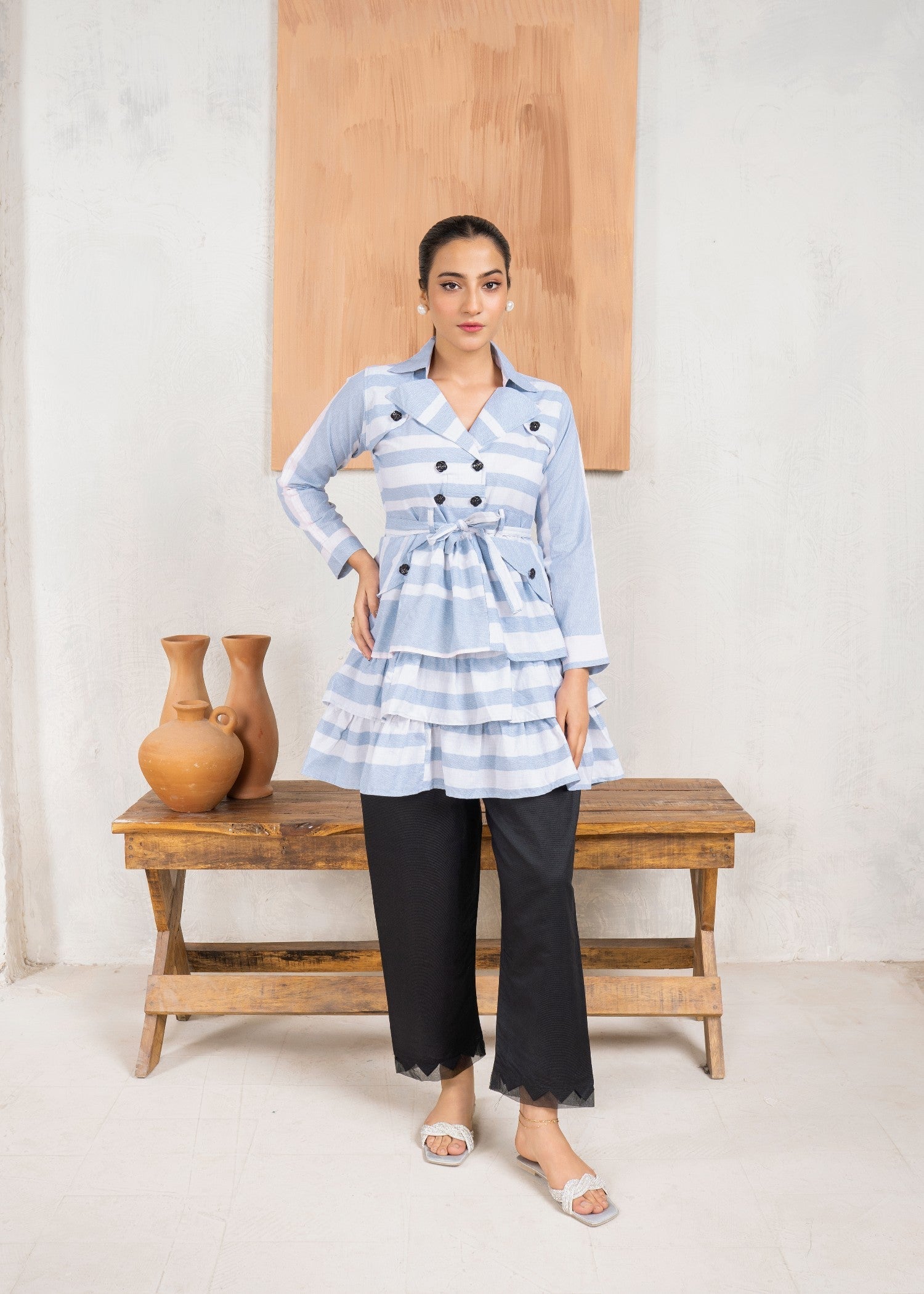cotton Tunic in Light blue
