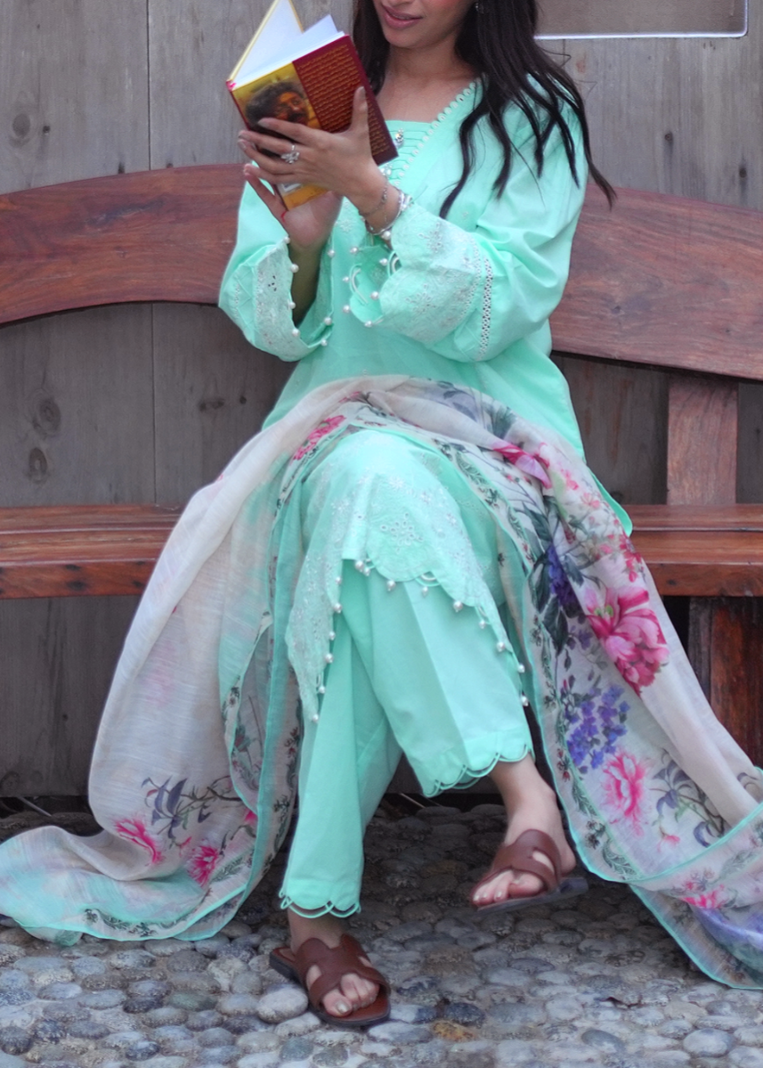 lawn cotton Unstitched in Mint green