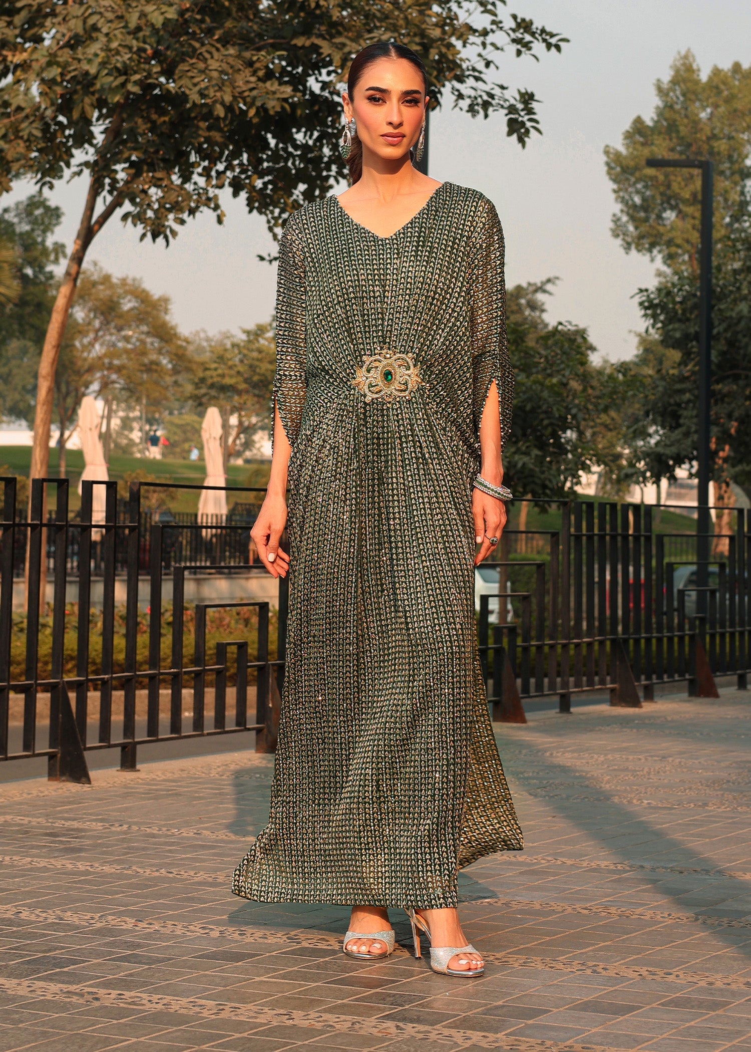 chiffon Kaftan in Green