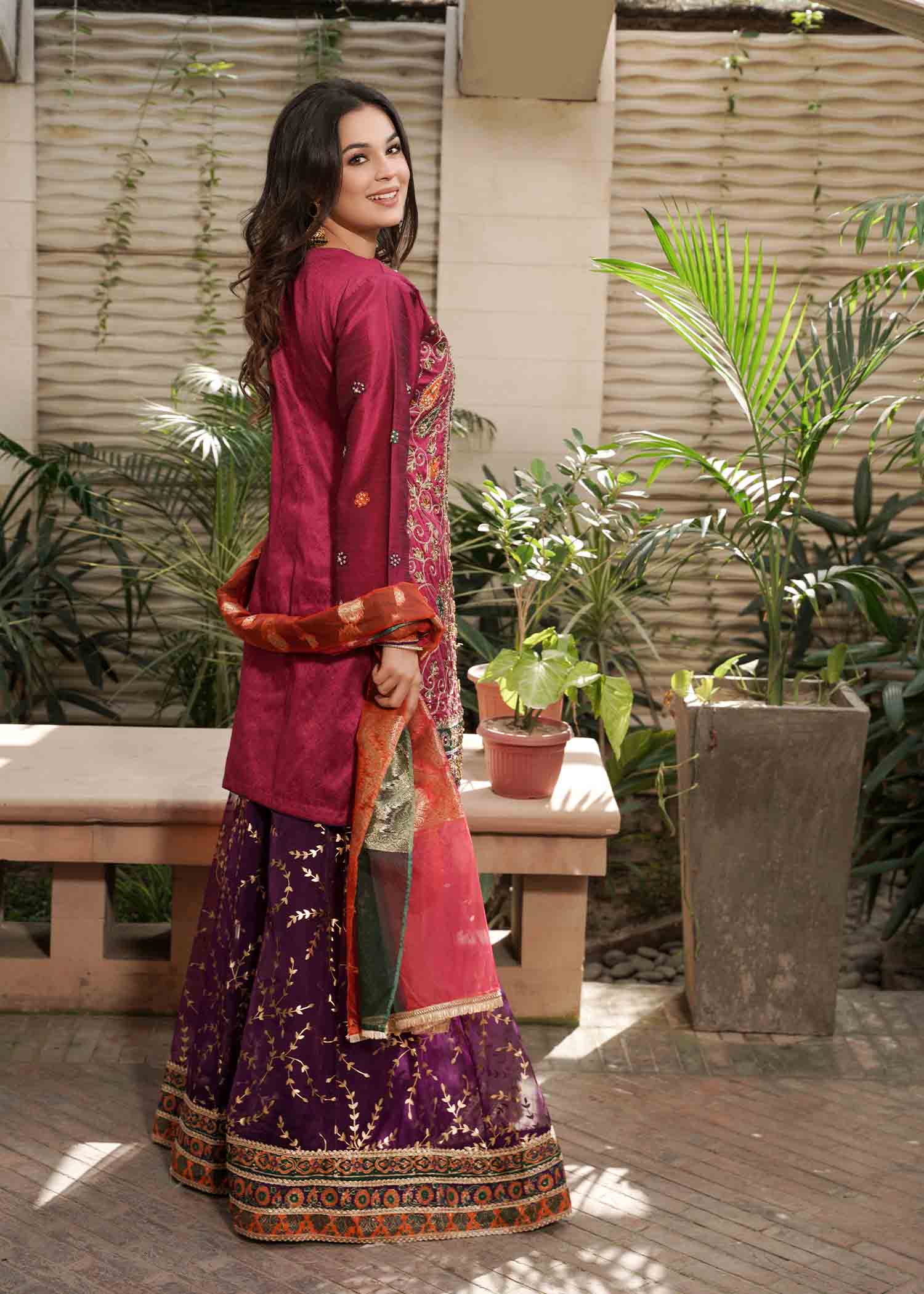 raw silk Sharara in Multi