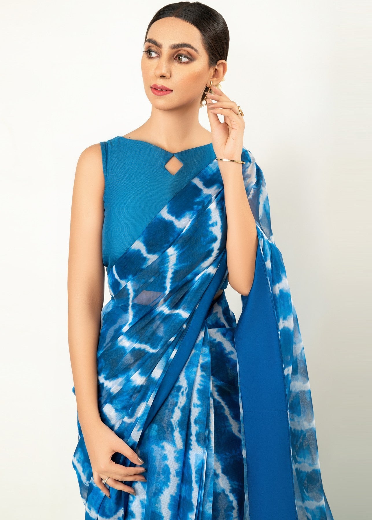 chiffon Unstitched in Navy blue