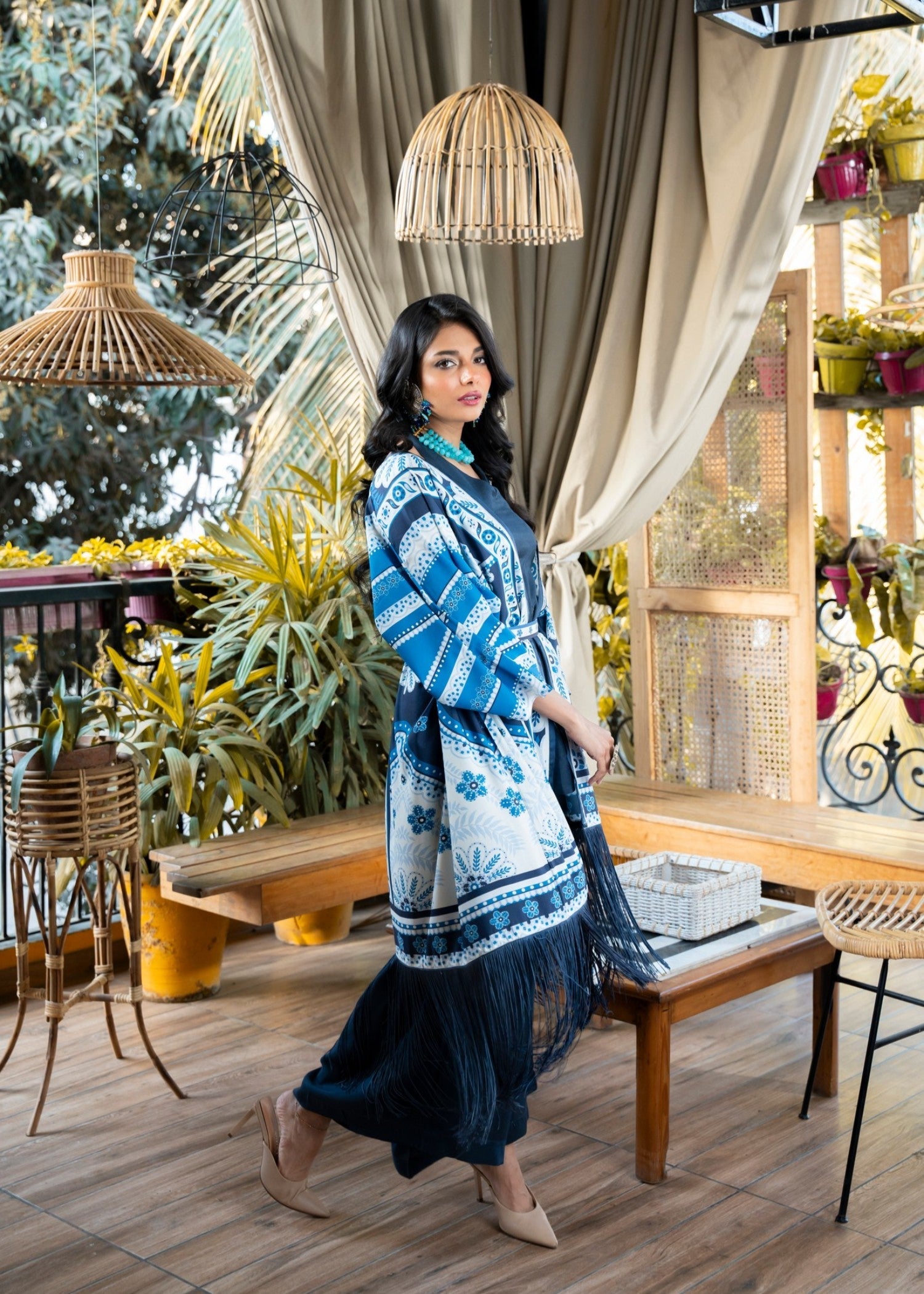 silk Gown in Blue