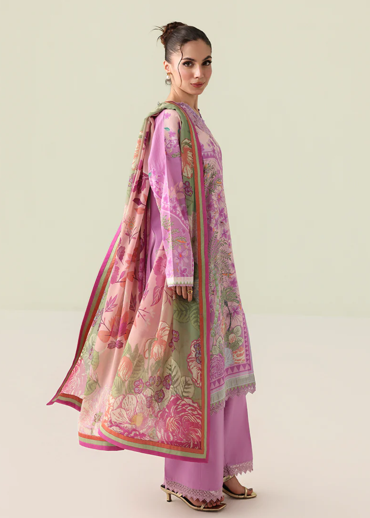 lawn Unstitched in Purple pizzazz