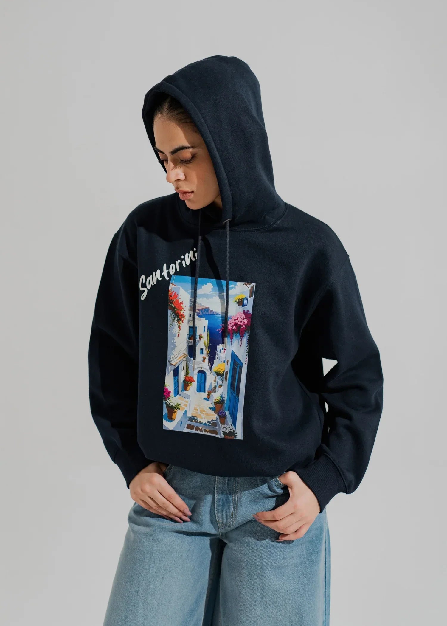 fleece Hoodie in Navy blue