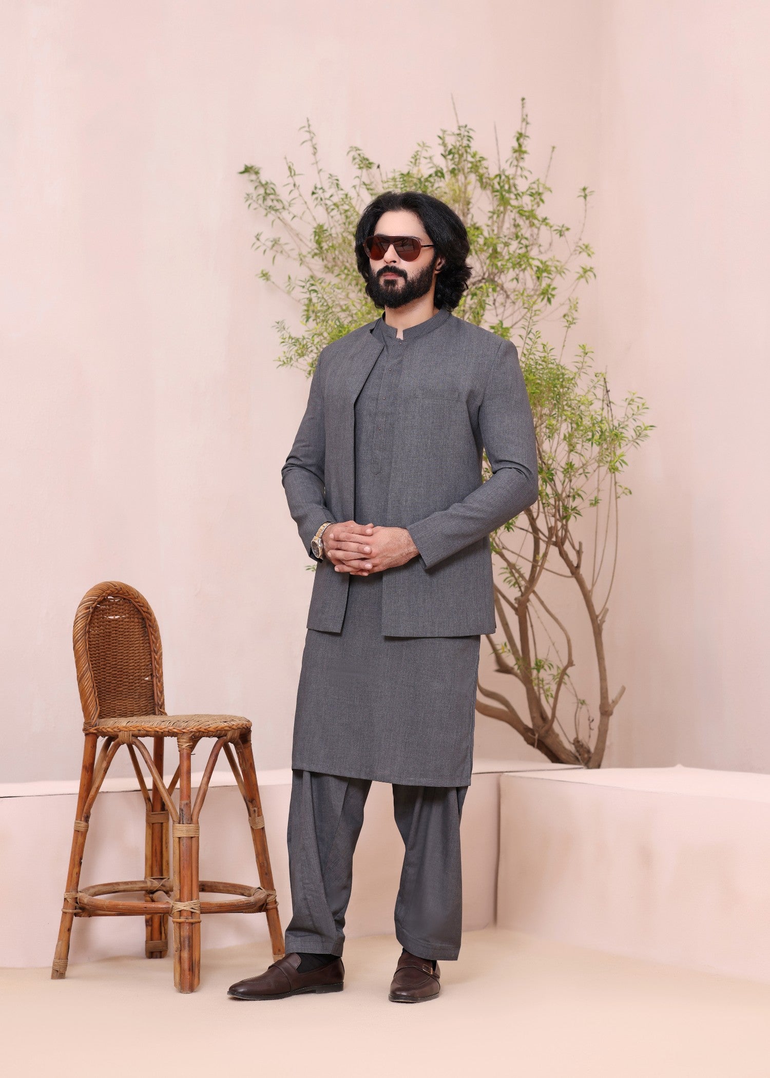 wash & wear Prince Coat in Grey