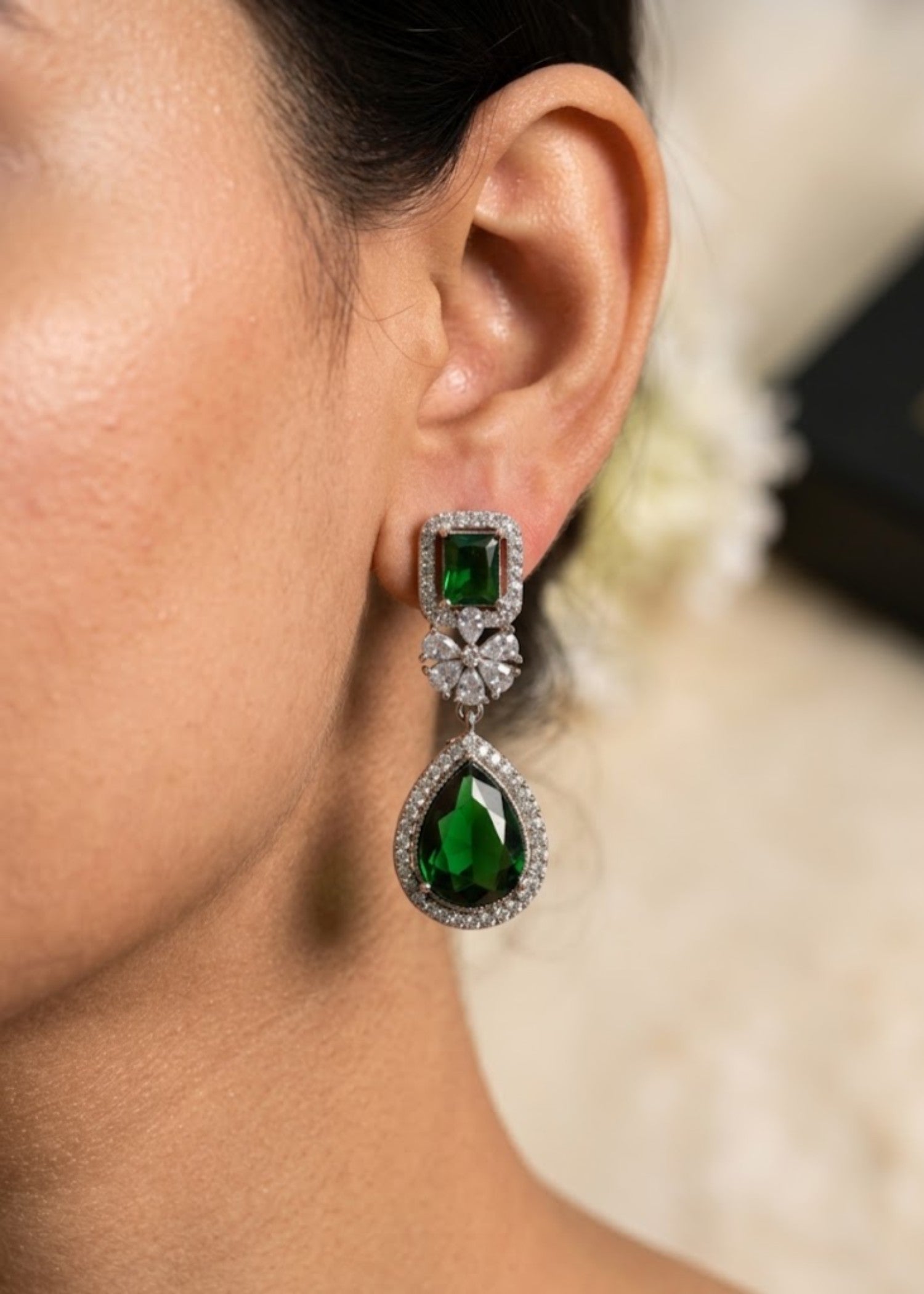 Earrings in Emerald green Color by - Trendy Women Earrings PTM9964