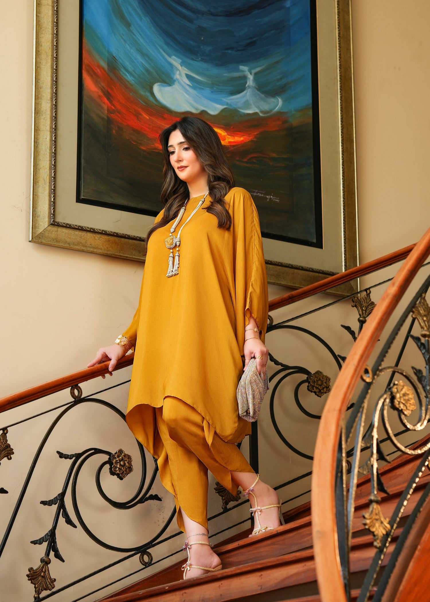 silk grip Co ord Sets in Mustard