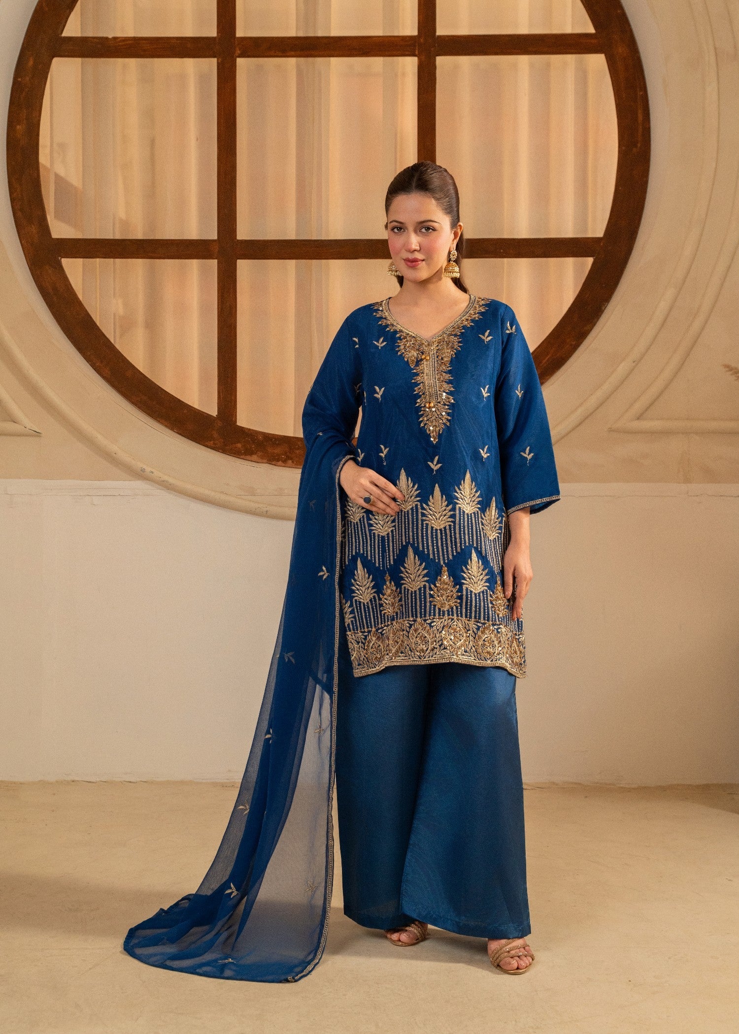 chiffon Kurta Set in Blue