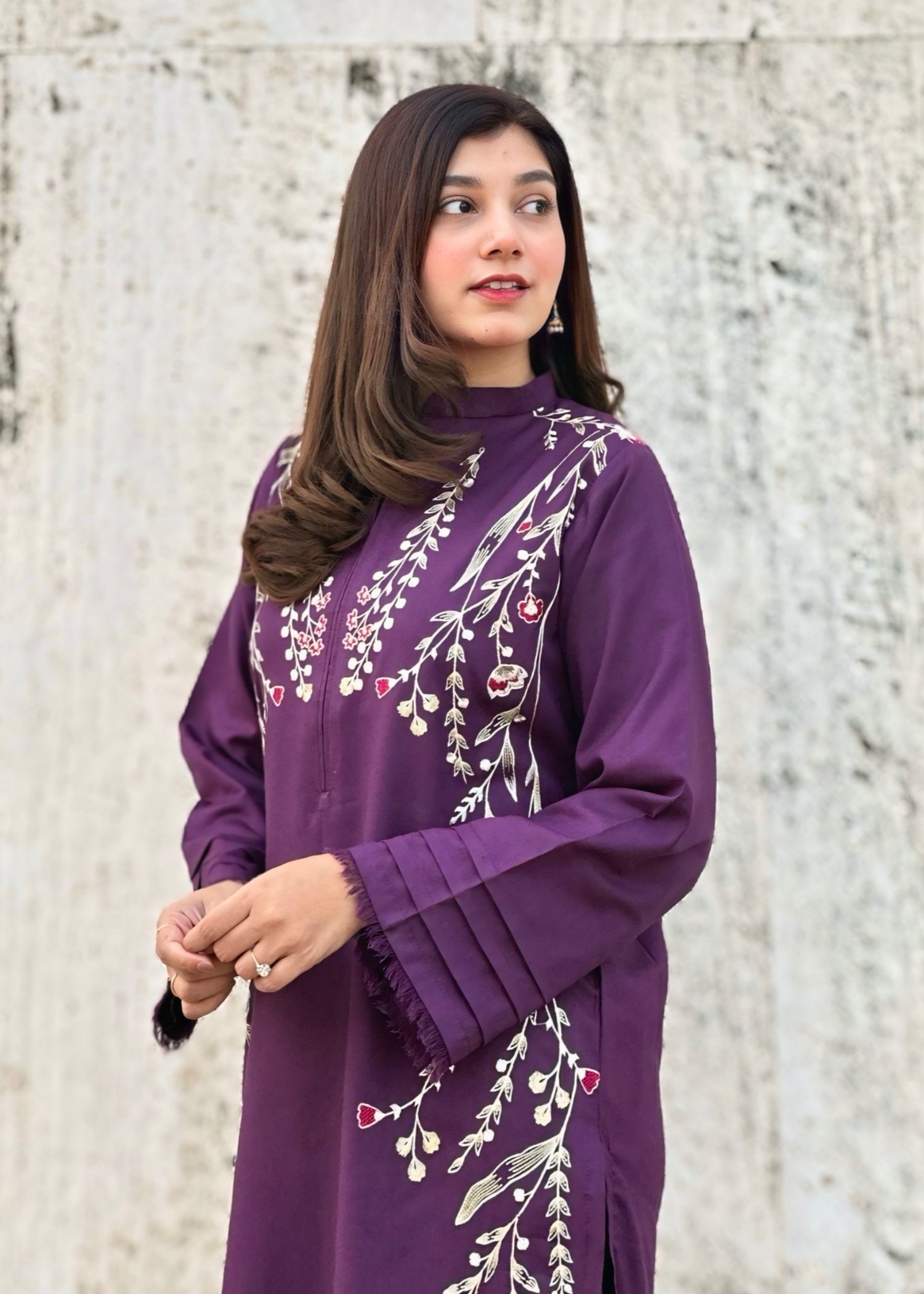 marina linen Kurta Set in Purple heart