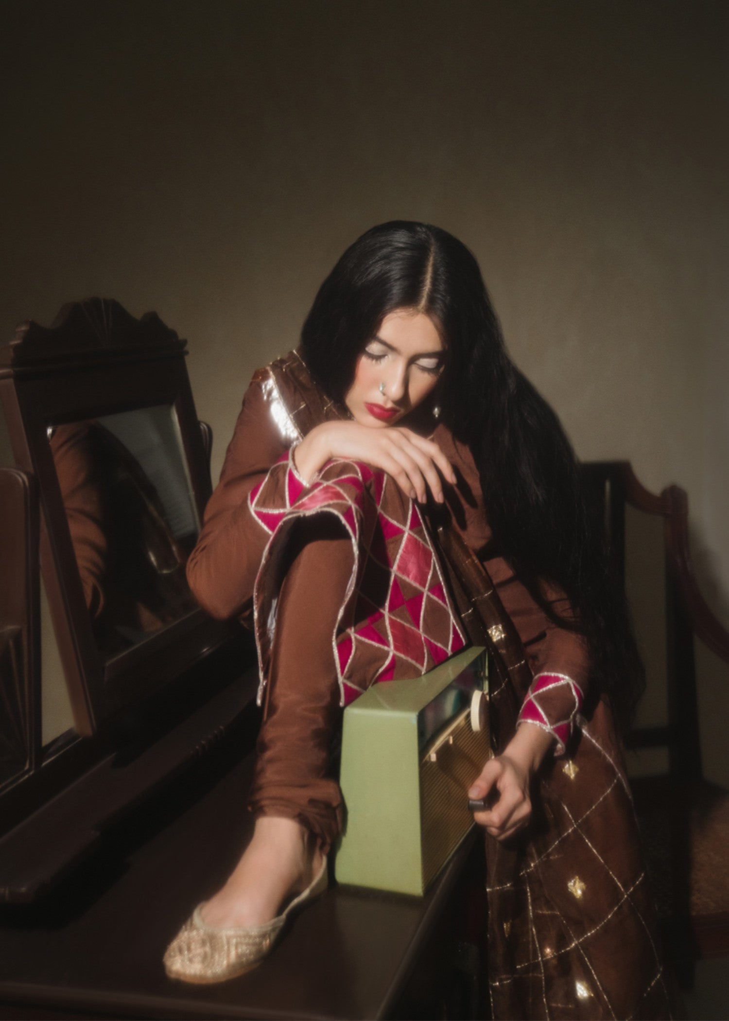 pk raw silk Kurta Set in Coffee brown