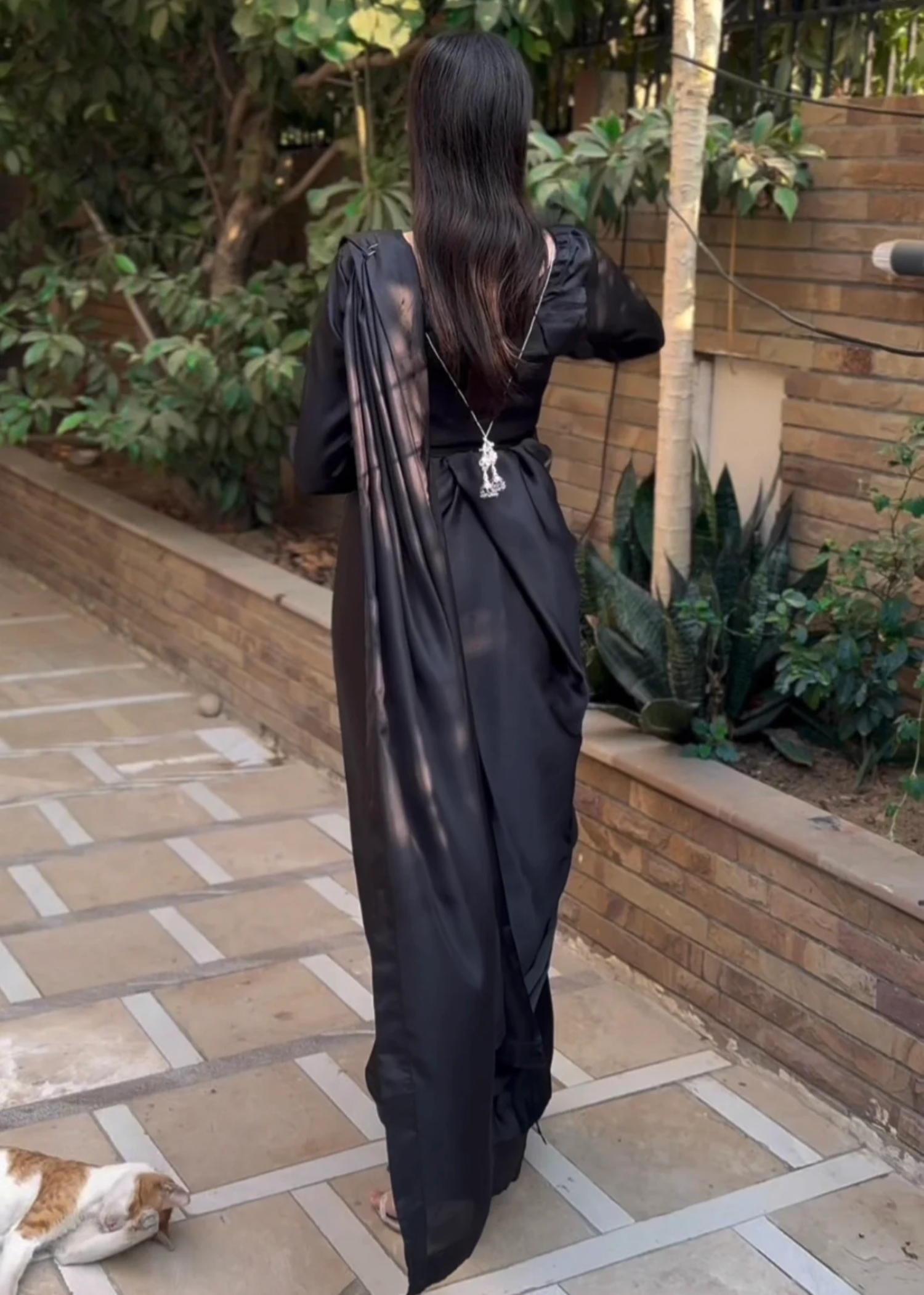 satin silk Saree in Black