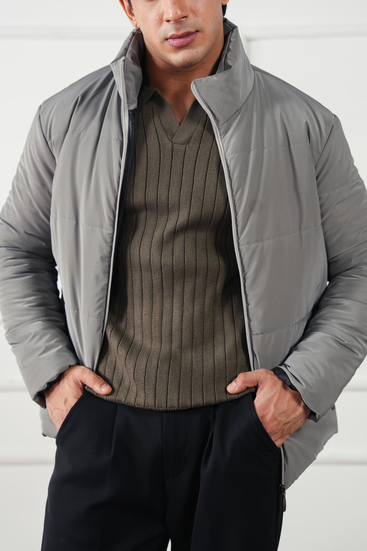 pure polyester Jacket in Light grey
