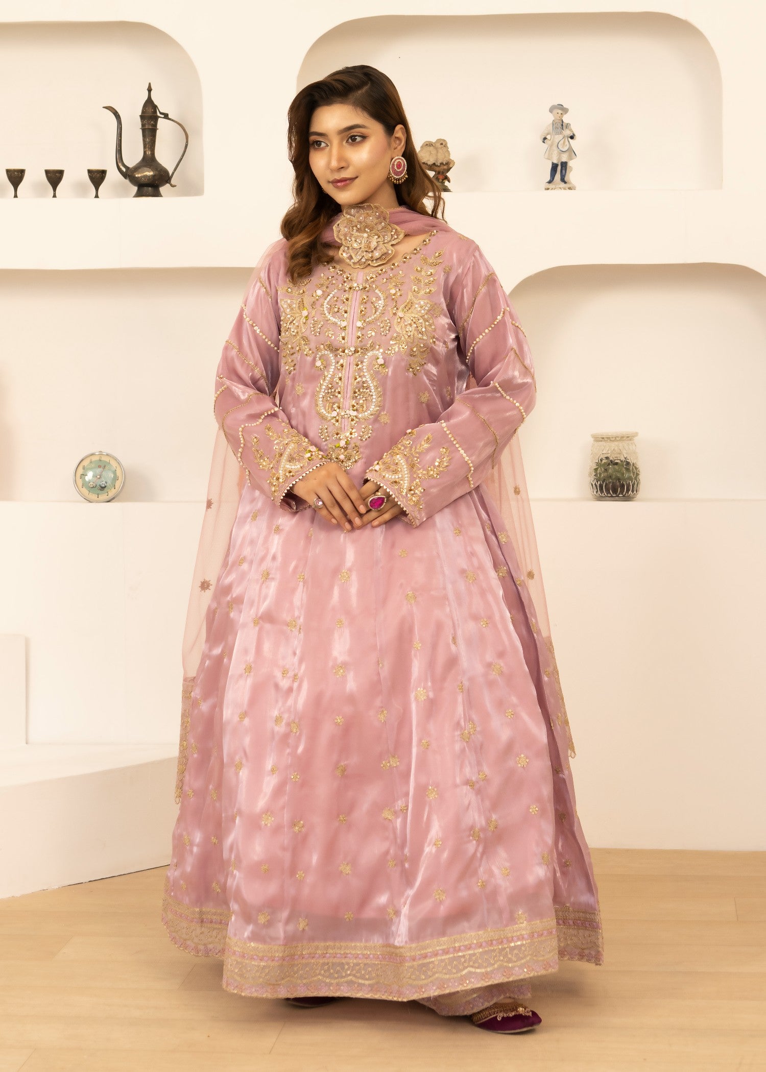 chiffon silk Maxi in Mauve pink