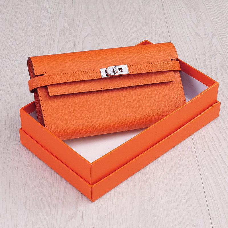 Women's Long Leather Cowhide Hand Buckle Wallet