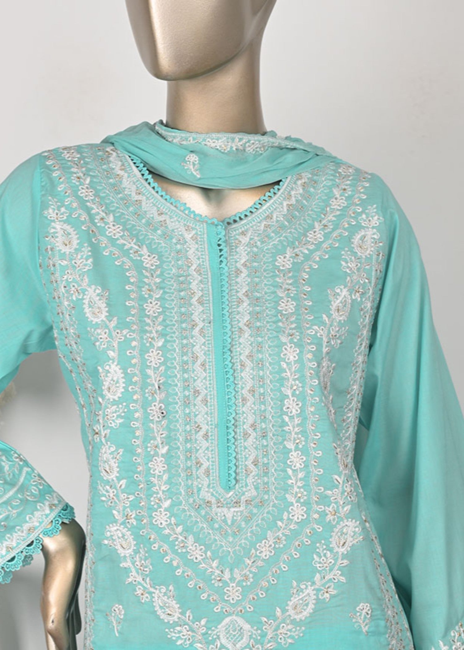cotton Kurta Set in Aquamarine