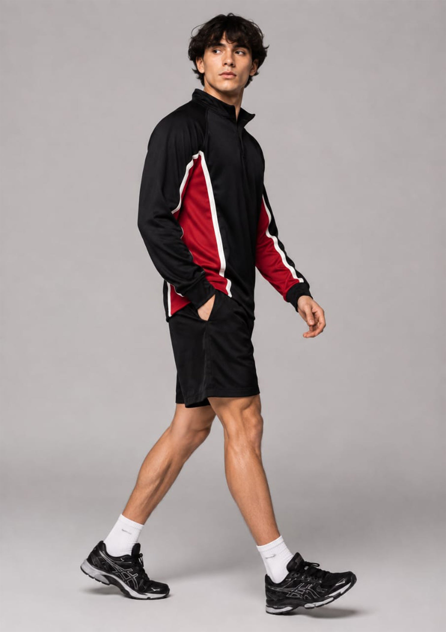 polyester Polo Shirt in Red, black, white