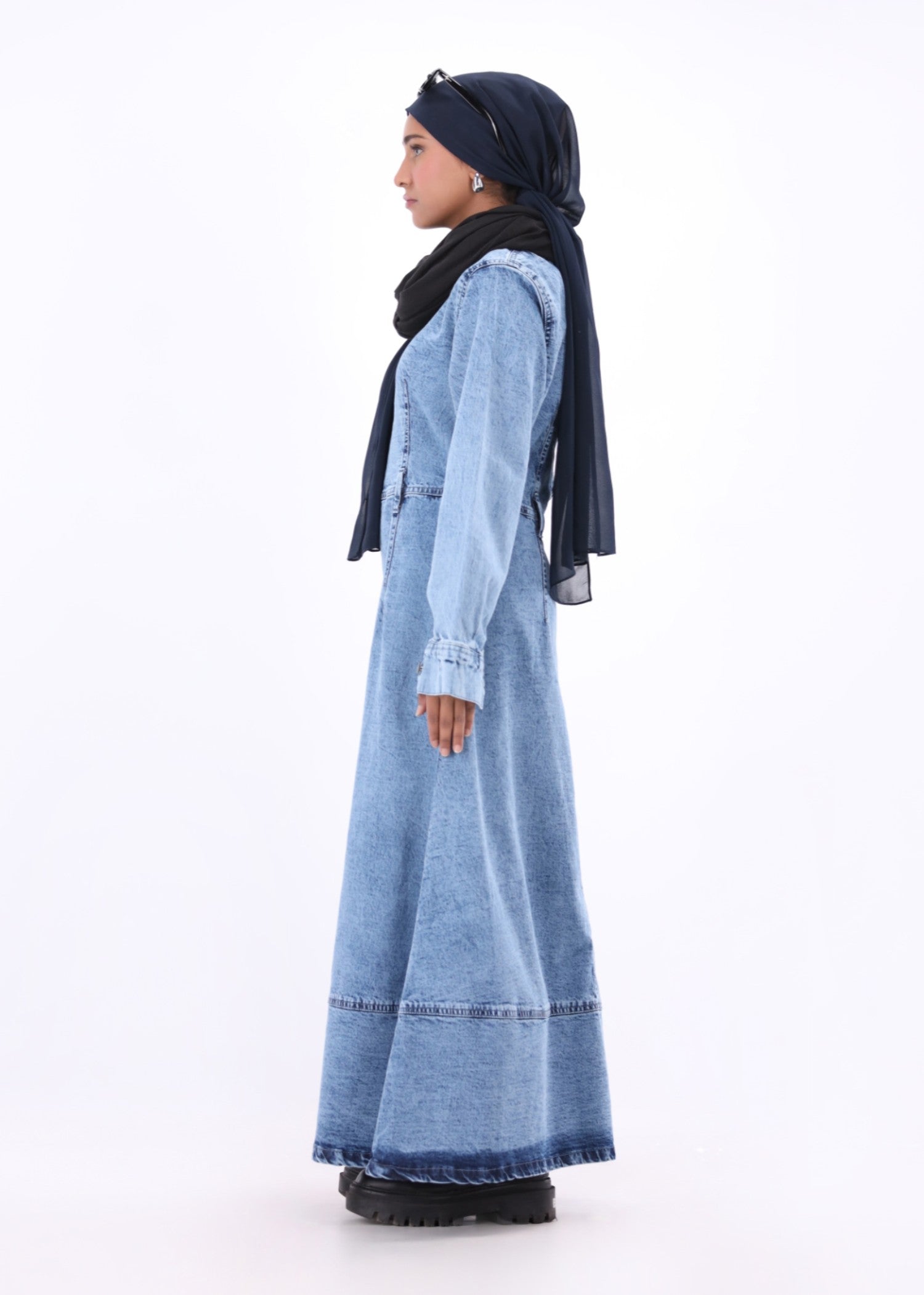 acid-wash denim Dress in Light blue