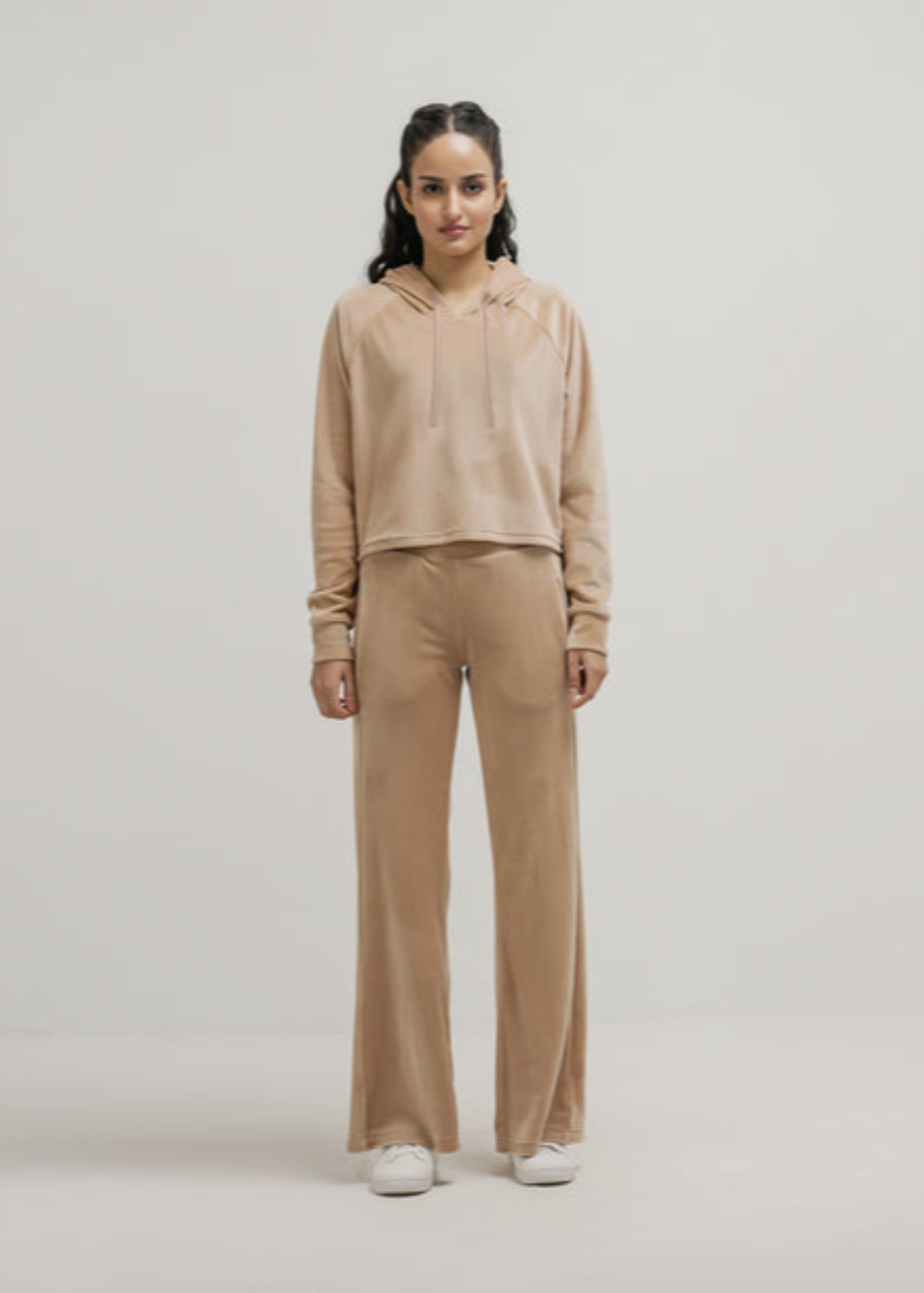 polyester-spandex Hoodie in Beige