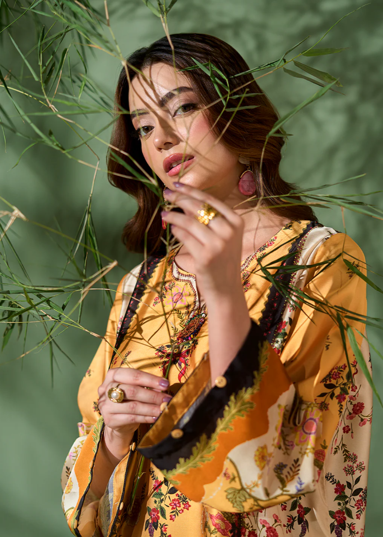 silk Kaftan in Yellow