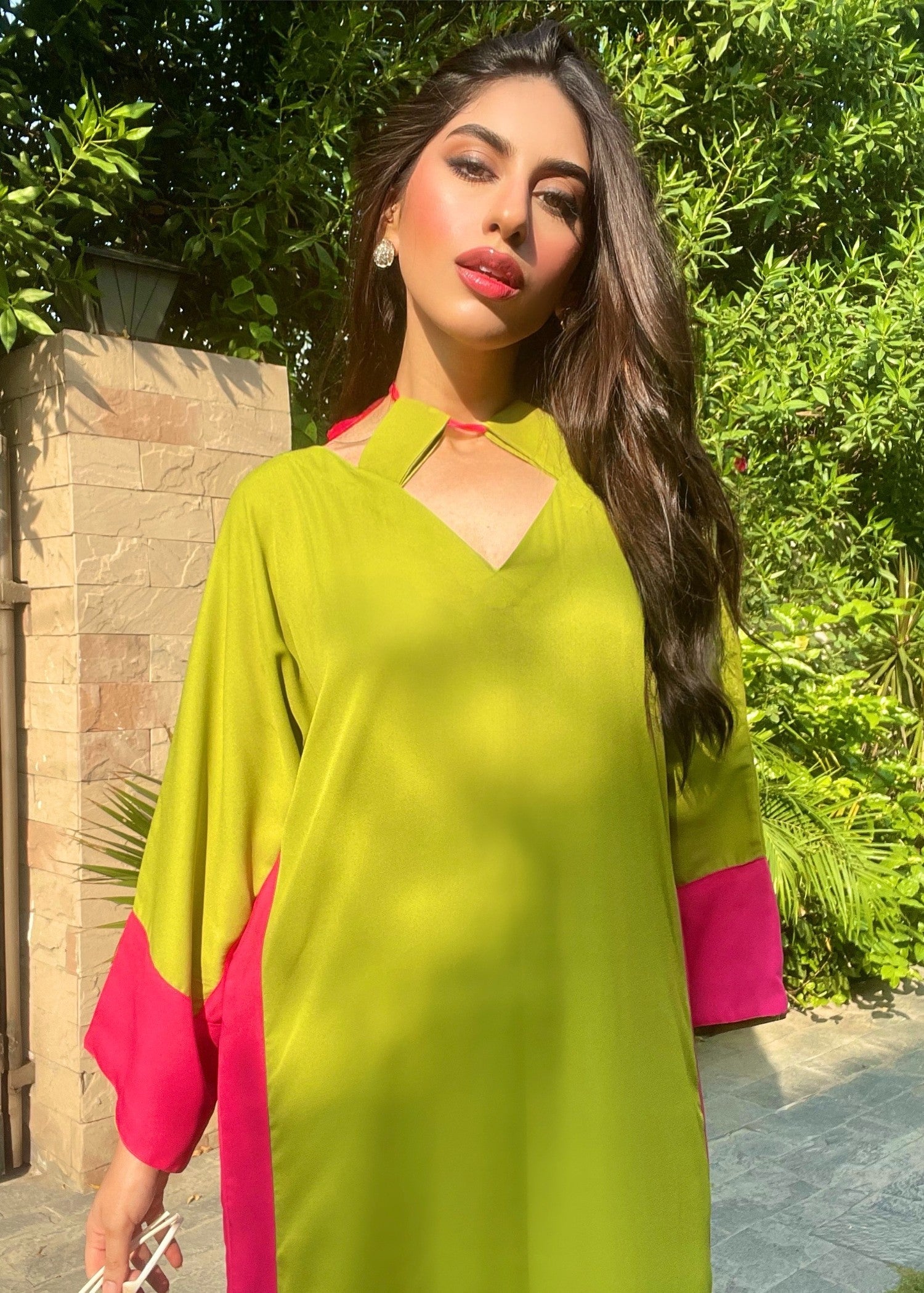 georgette Kaftan in Apple green