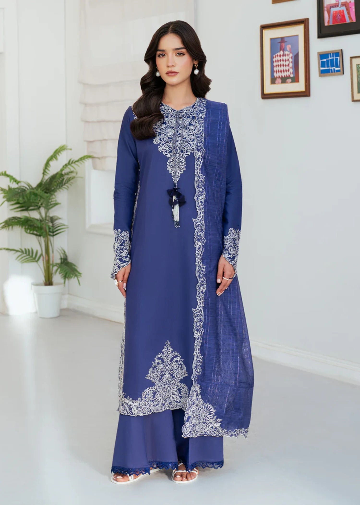 lawn Unstitched in Sapphire blue