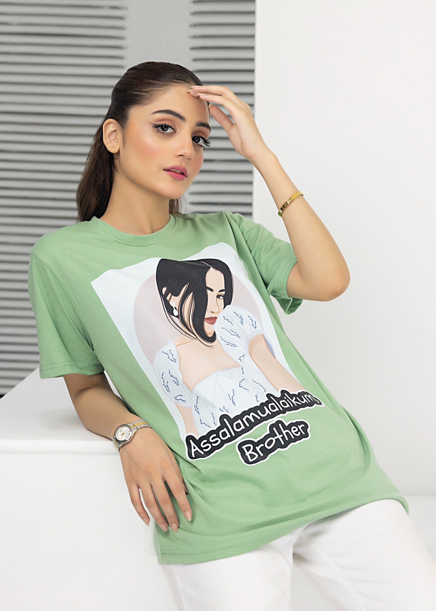 single jersey knit T Shirt in Pastel green
