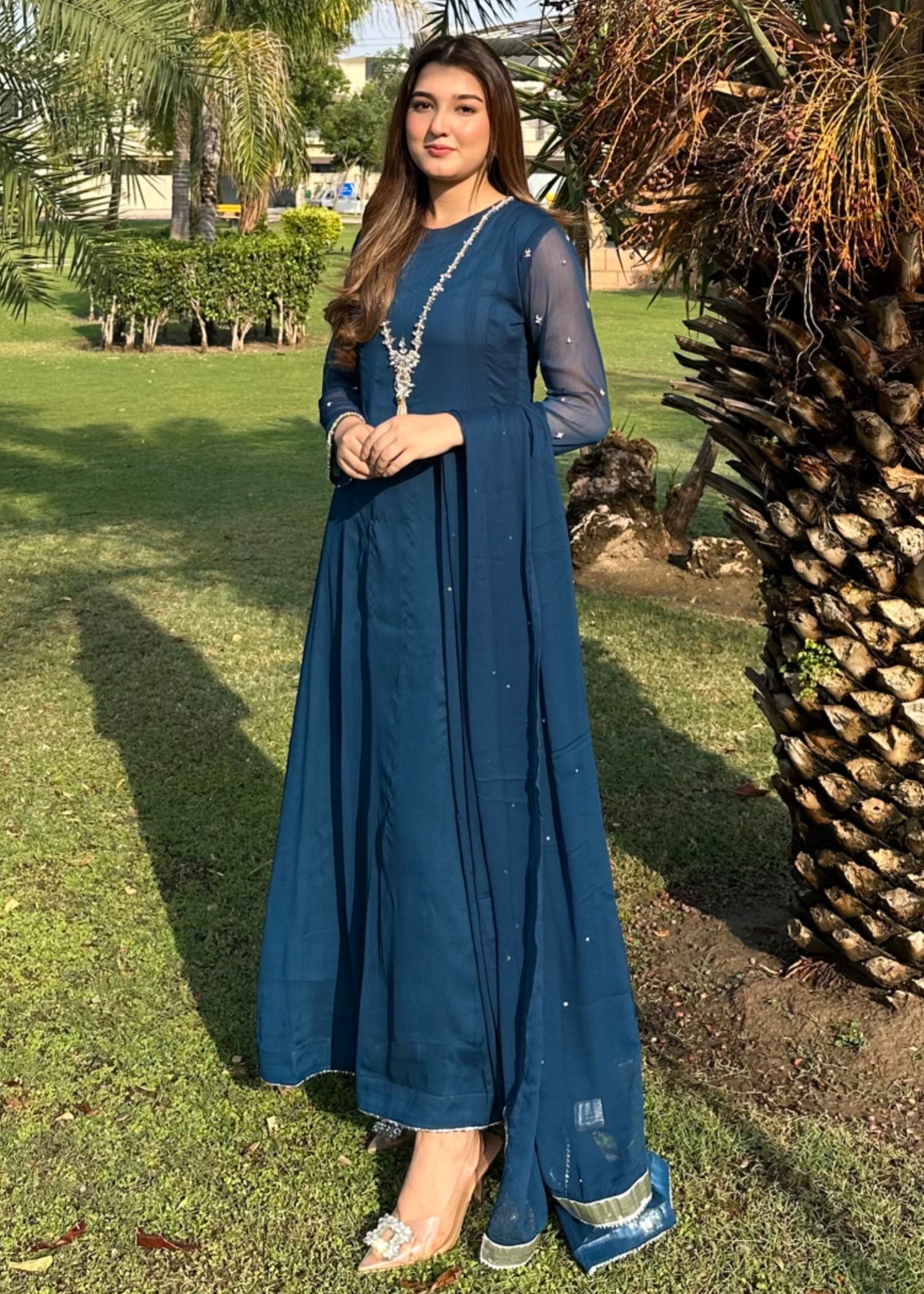 chiffon Maxi in Ocean blue